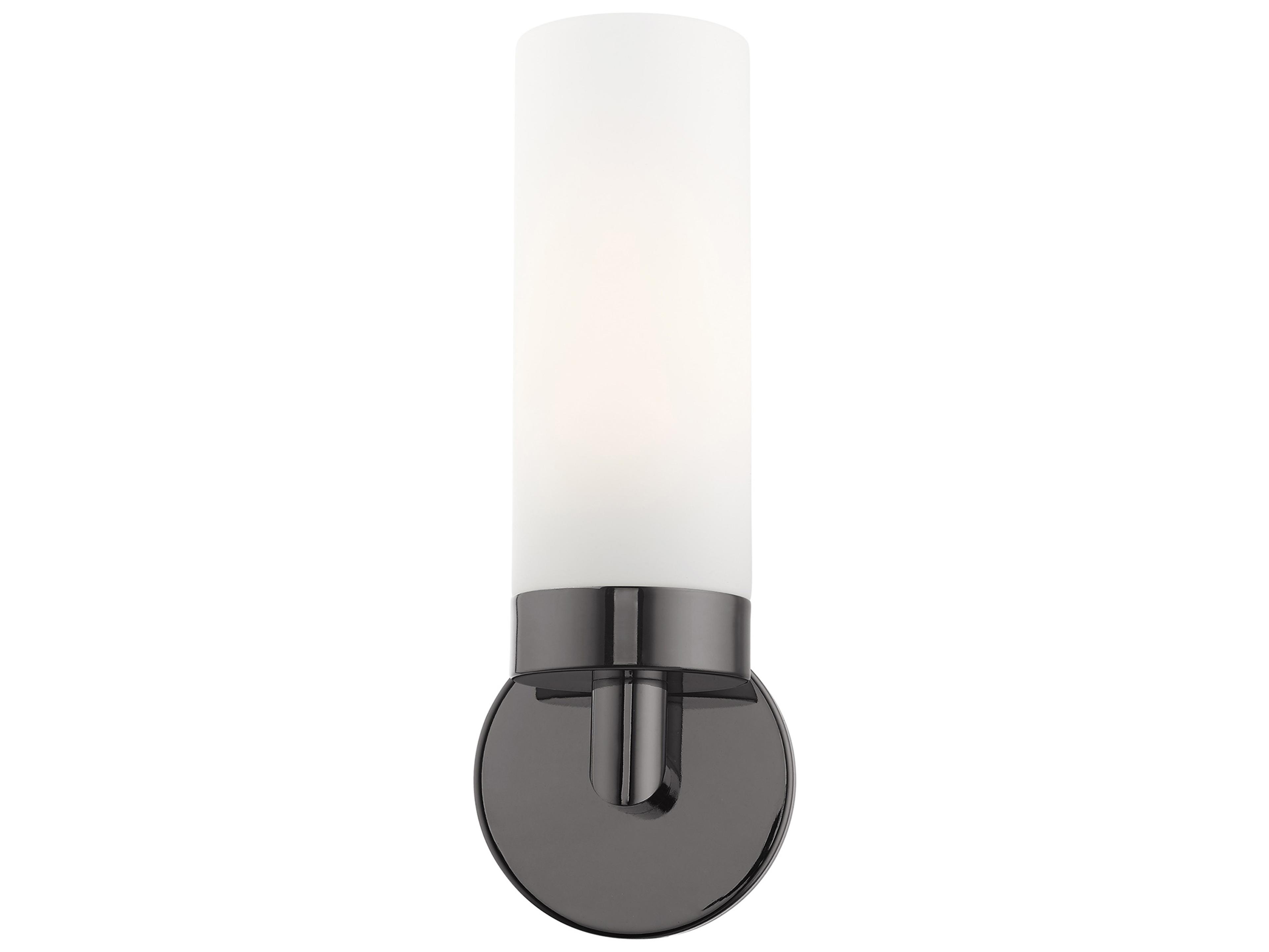 Livex Lighting Aero 1-Light Black Chrome White Glass Wall Sconce