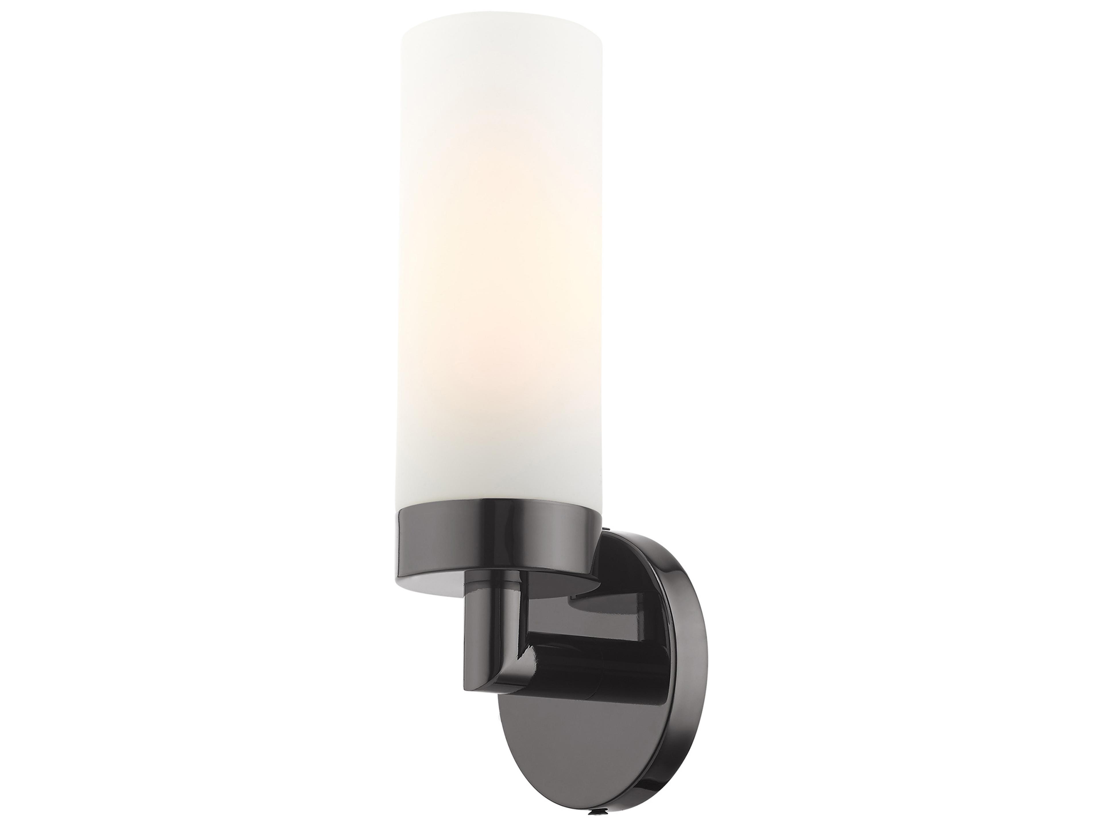 Livex Lighting Aero 1-Light Black Chrome White Glass Wall Sconce