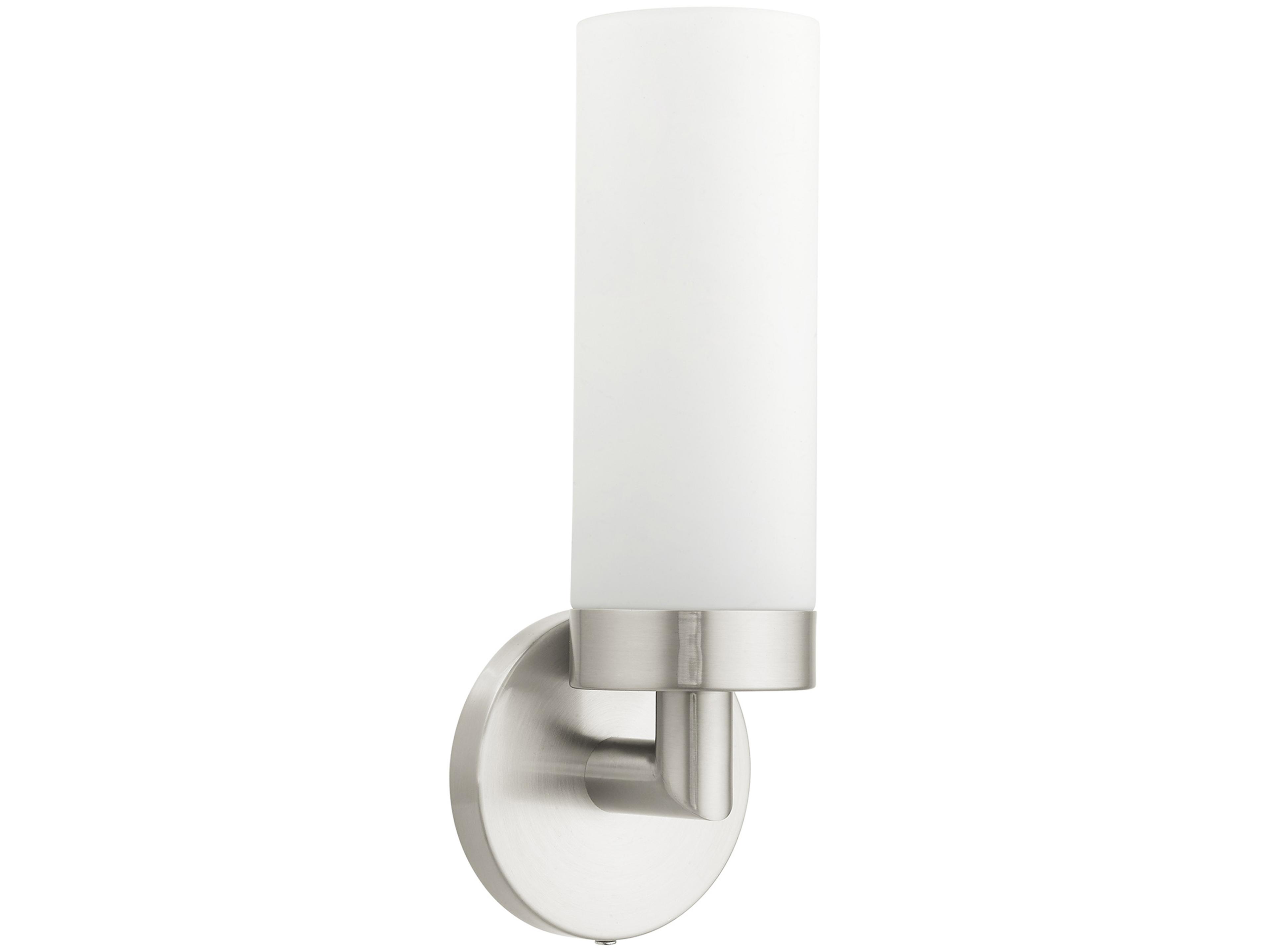 Livex Lighting Aero 1-Light Brushed Nickel White Glass Wall Sconce