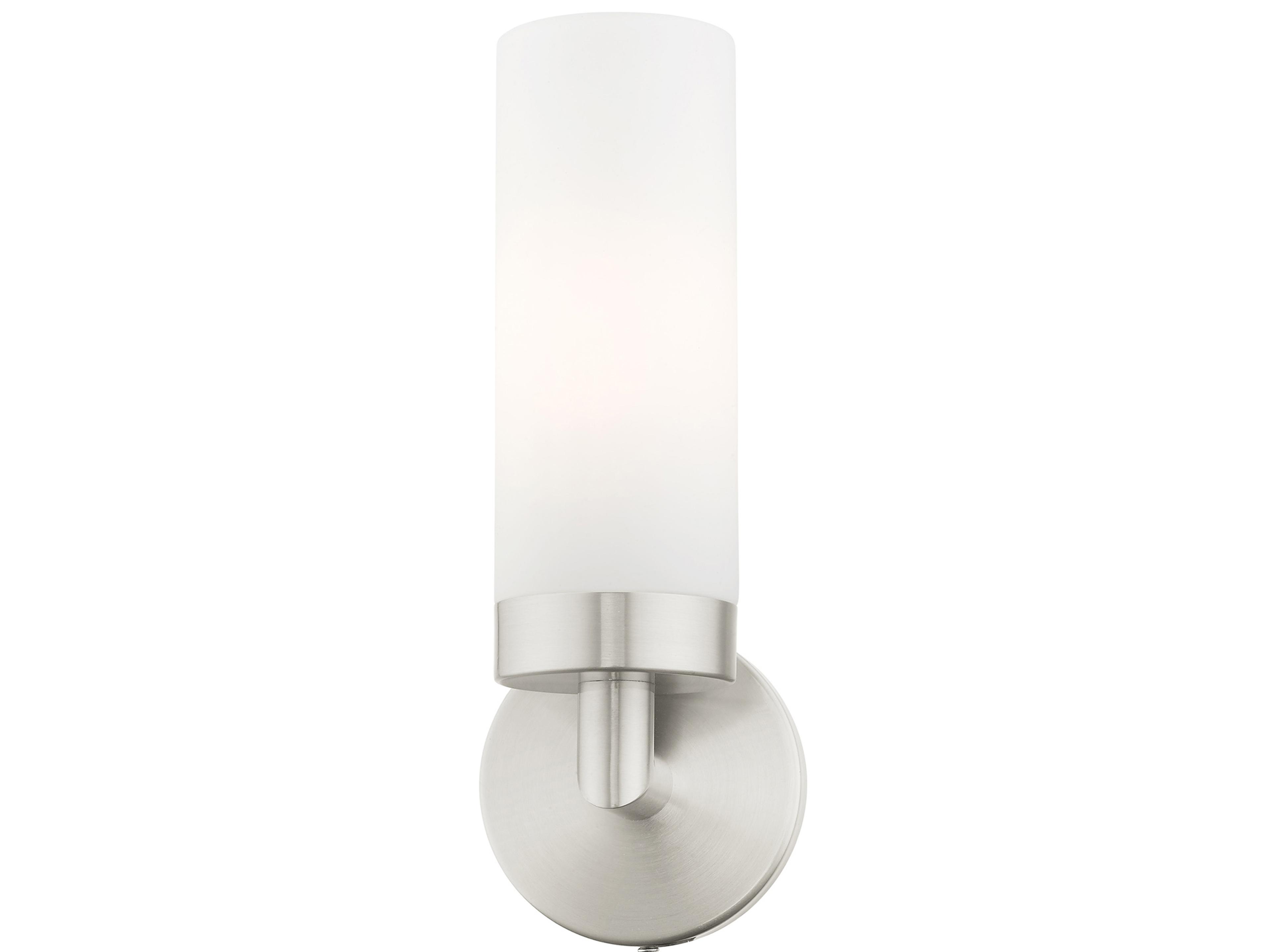 Livex Lighting Aero 1-Light Brushed Nickel White Glass Wall Sconce