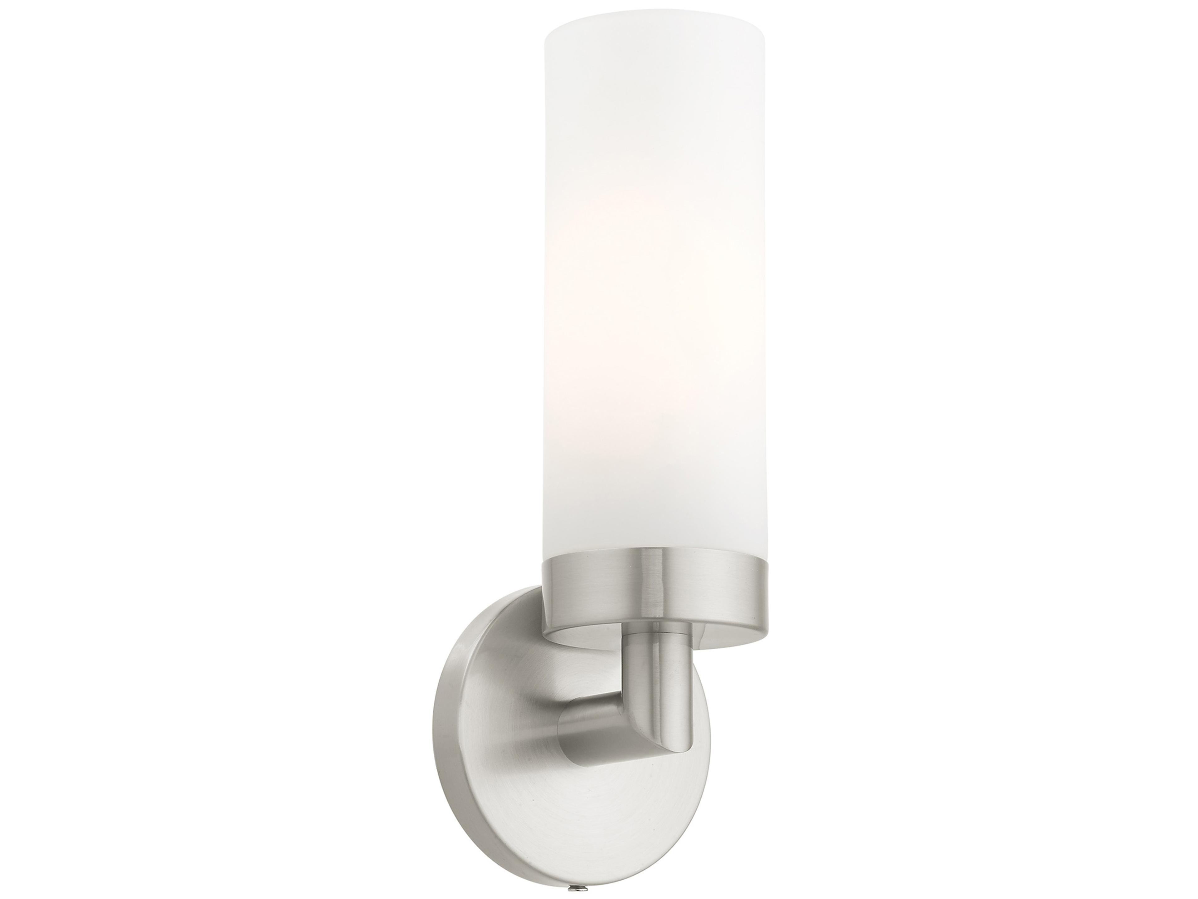 Livex Lighting Aero 1-Light Brushed Nickel White Glass Wall Sconce