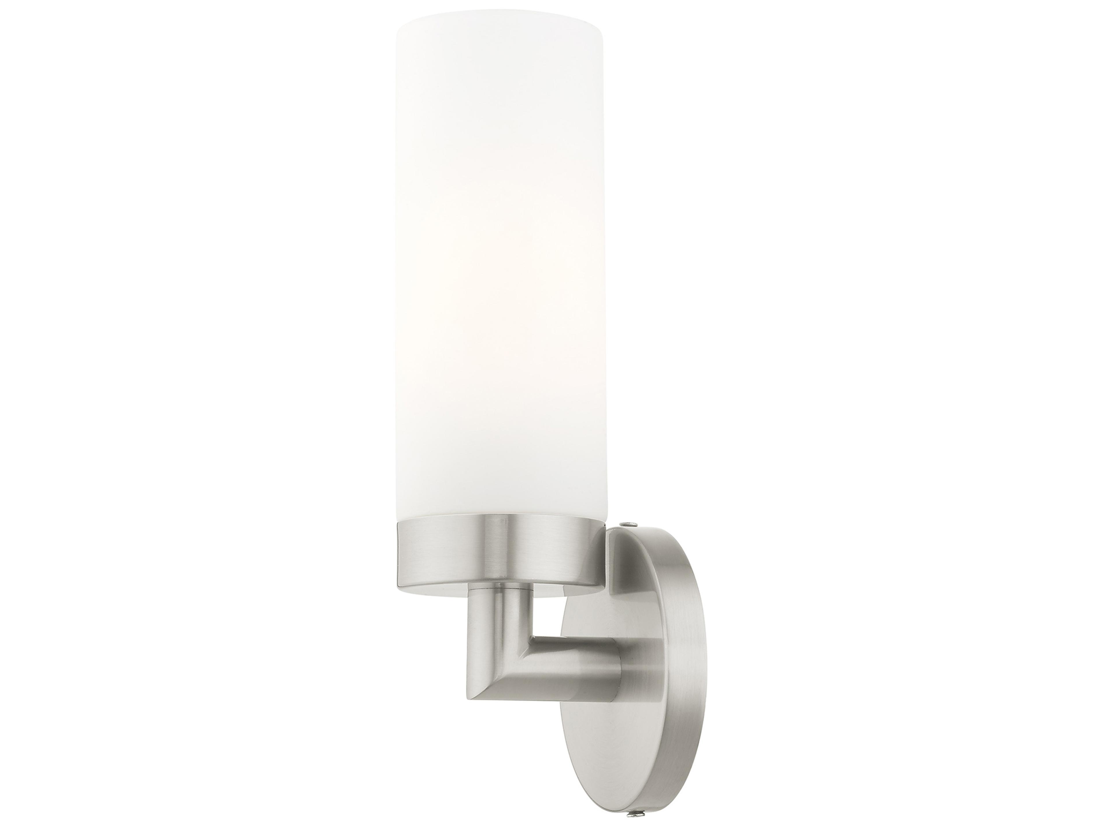 Livex Lighting Aero 1-Light Brushed Nickel White Glass Wall Sconce