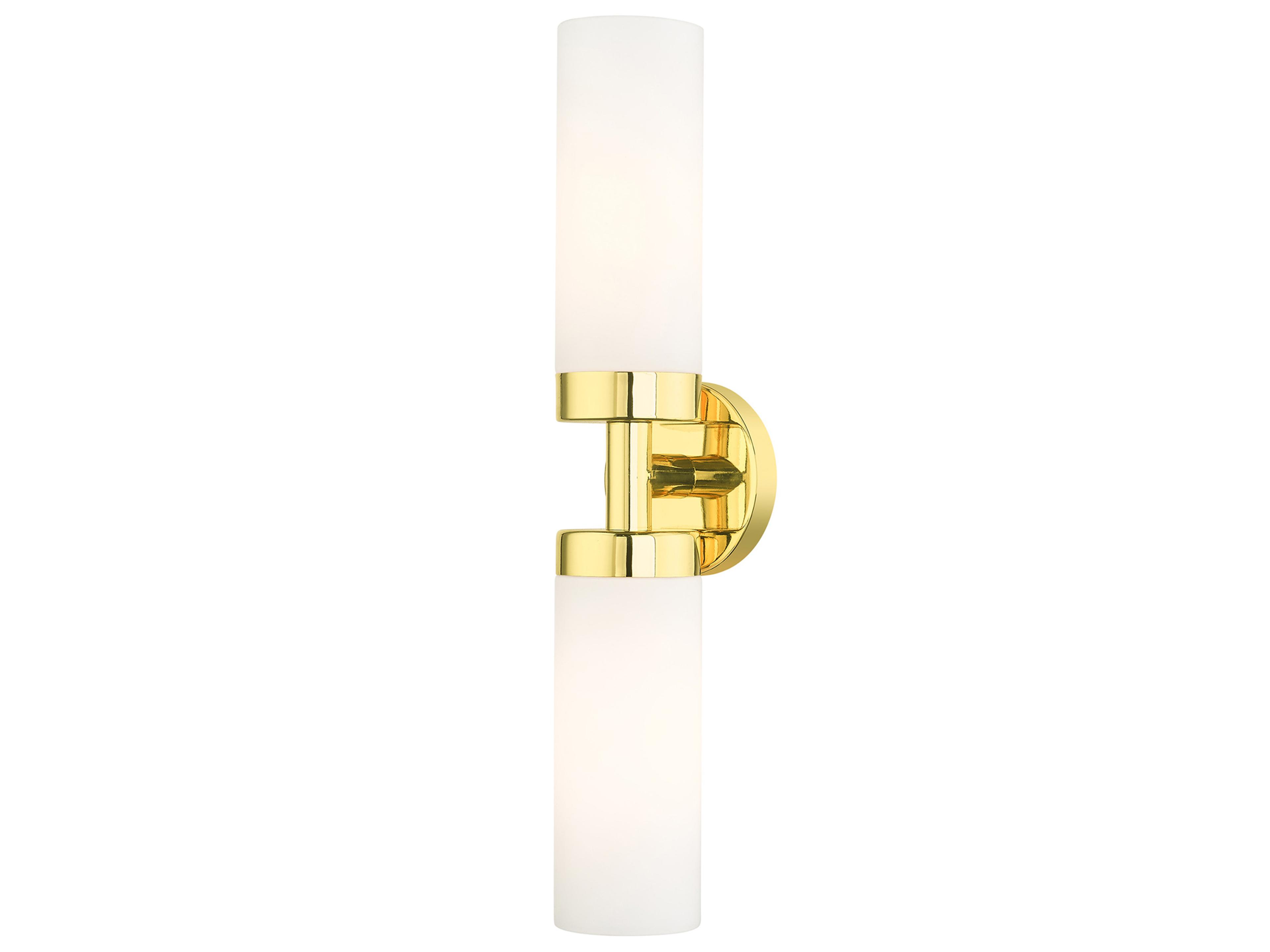 Aero 2-Light Polished Brass White Glass Wall Sconce