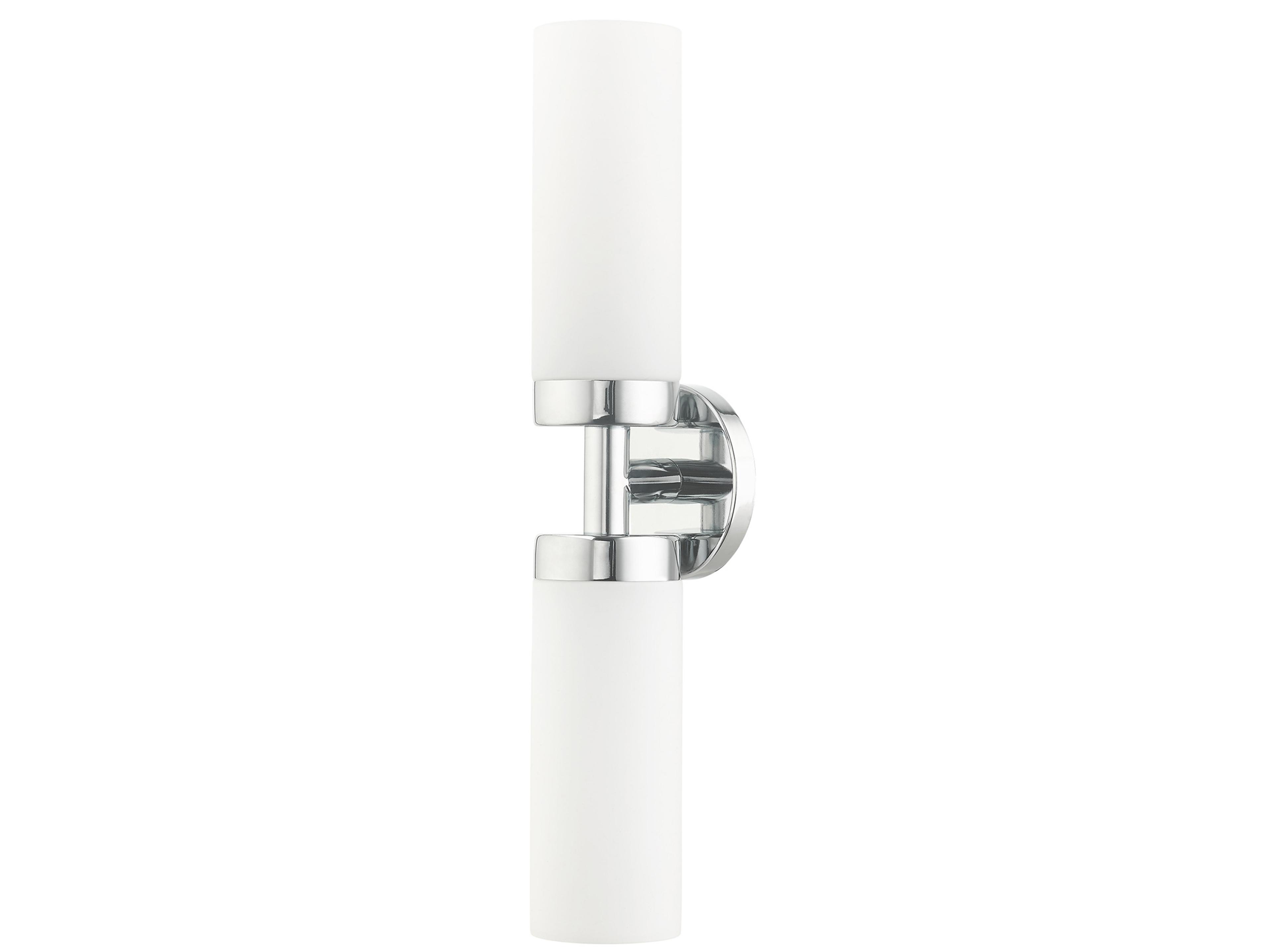 Livex Lighting Aero 2-Light Polished Chrome White Glass Wall Sconce