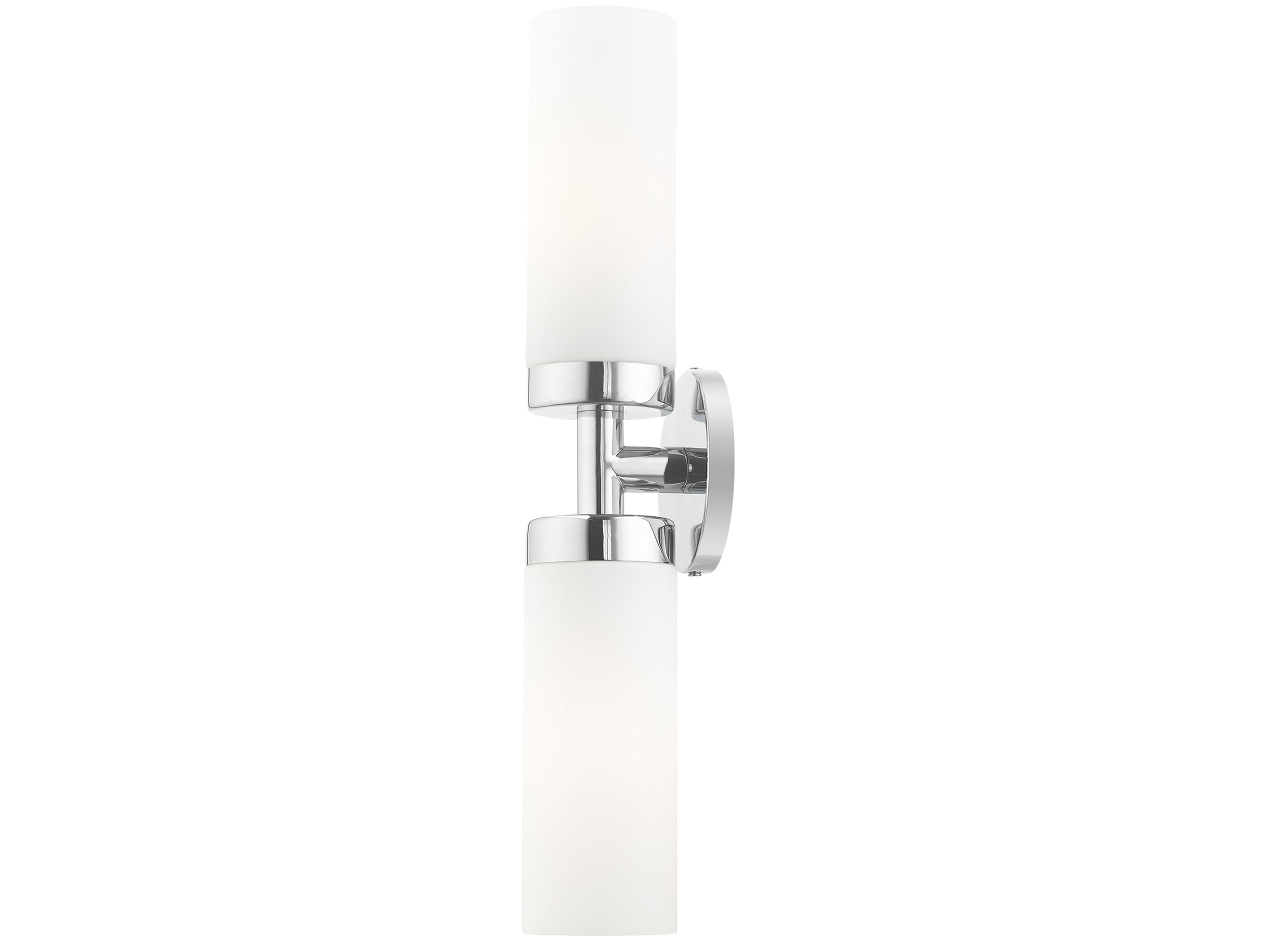 Livex Lighting Aero 2-Light Polished Chrome White Glass Wall Sconce
