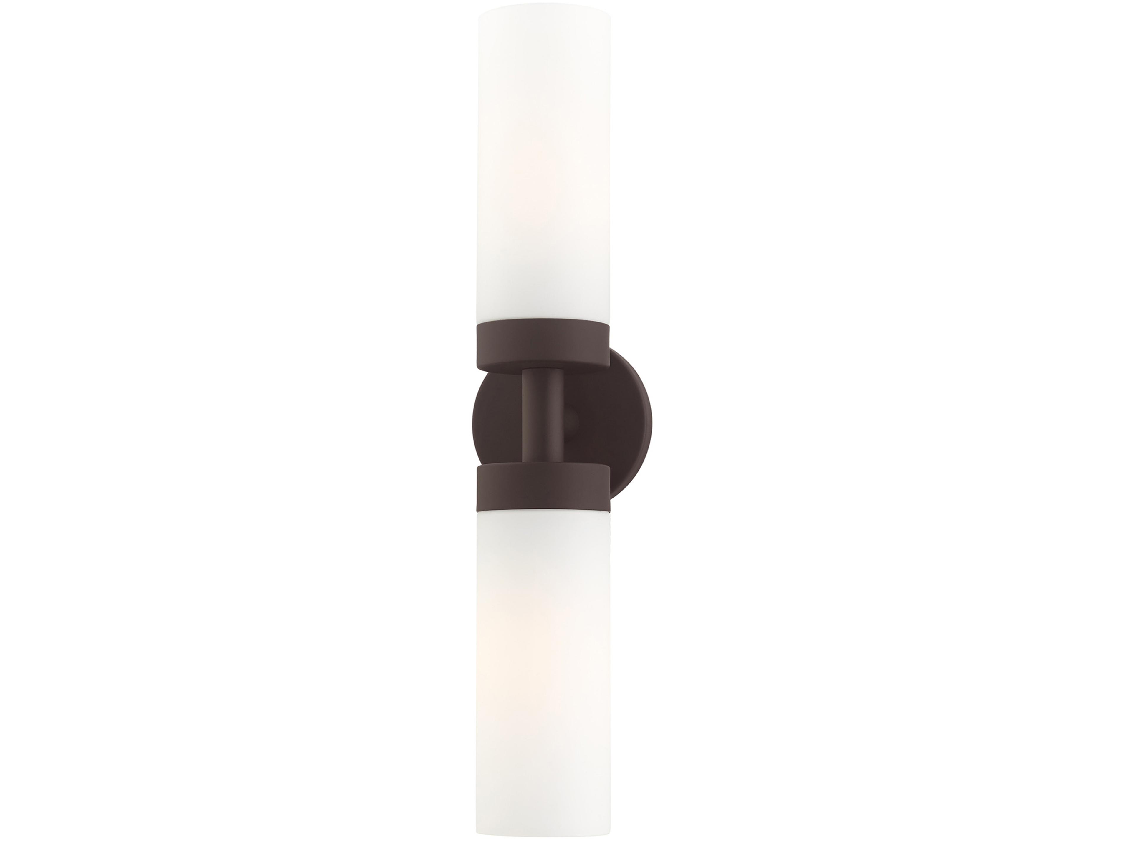 Livex Lighting Aero 2-Light Bronze White Glass Wall Sconce