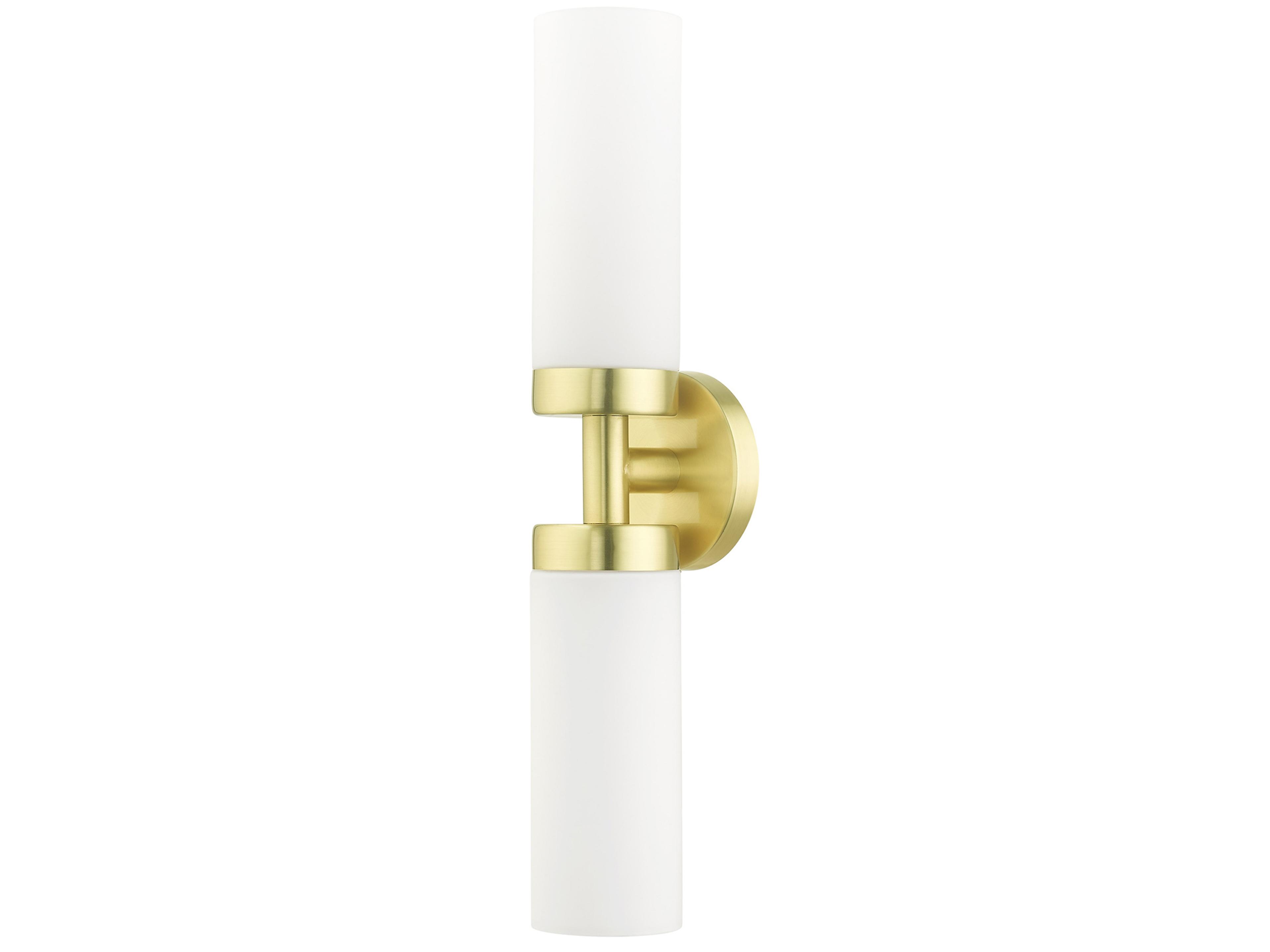 Livex Lighting Aero 2-Light Satin Brass White Glass Wall Sconce