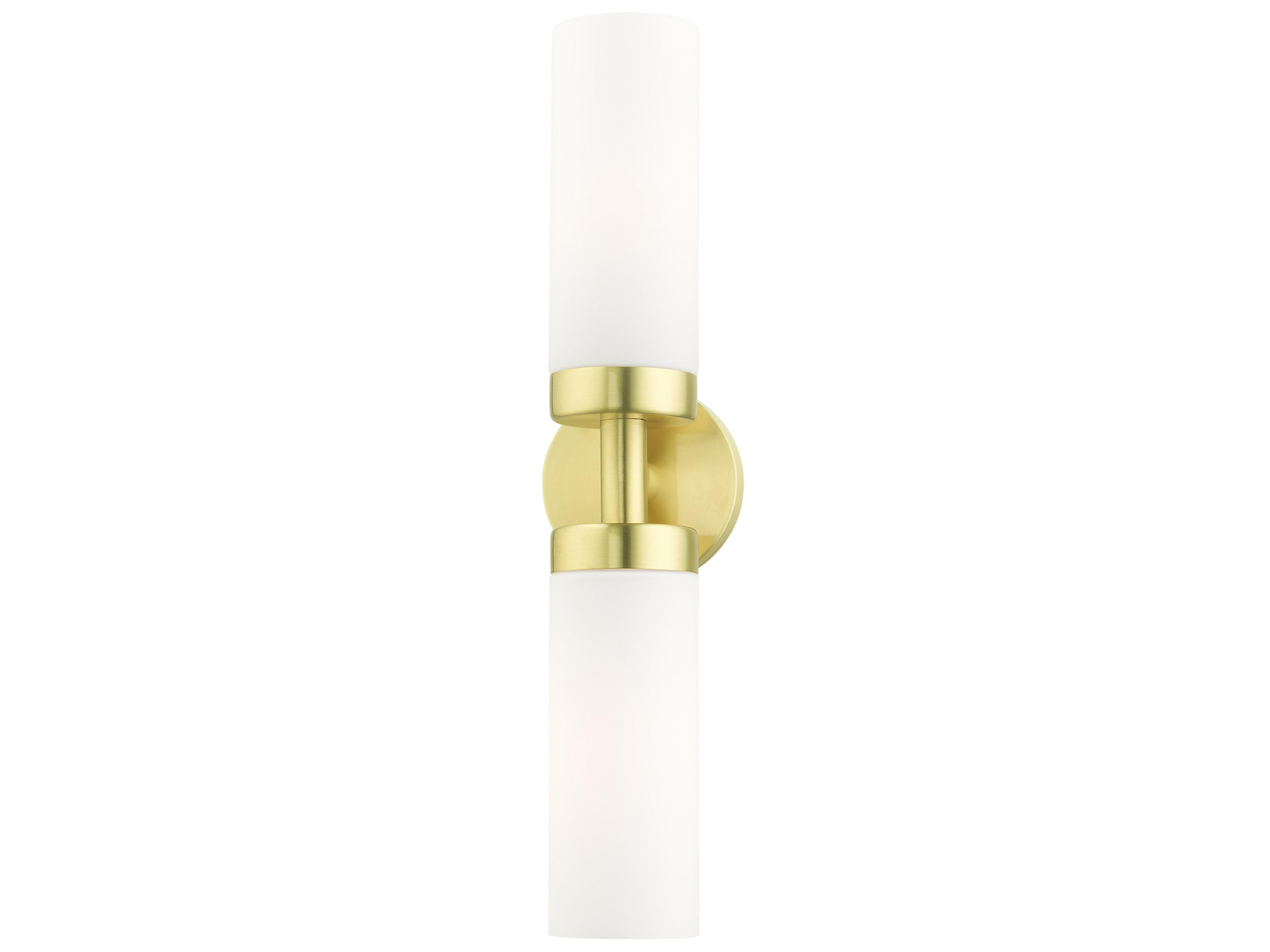 Livex Lighting Aero 2-Light Satin Brass White Glass Wall Sconce
