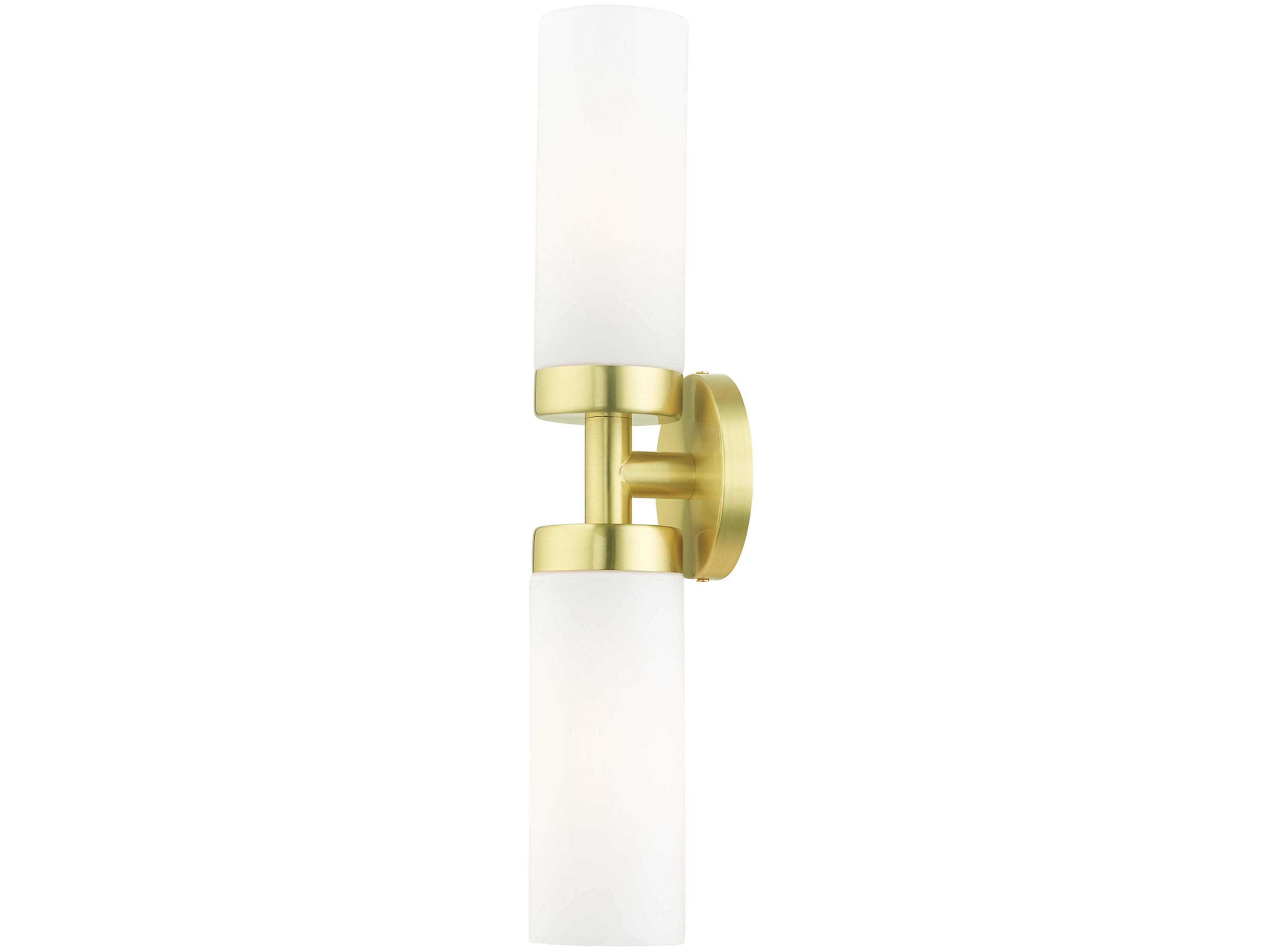 Livex Lighting Aero 2-Light Satin Brass White Glass Wall Sconce