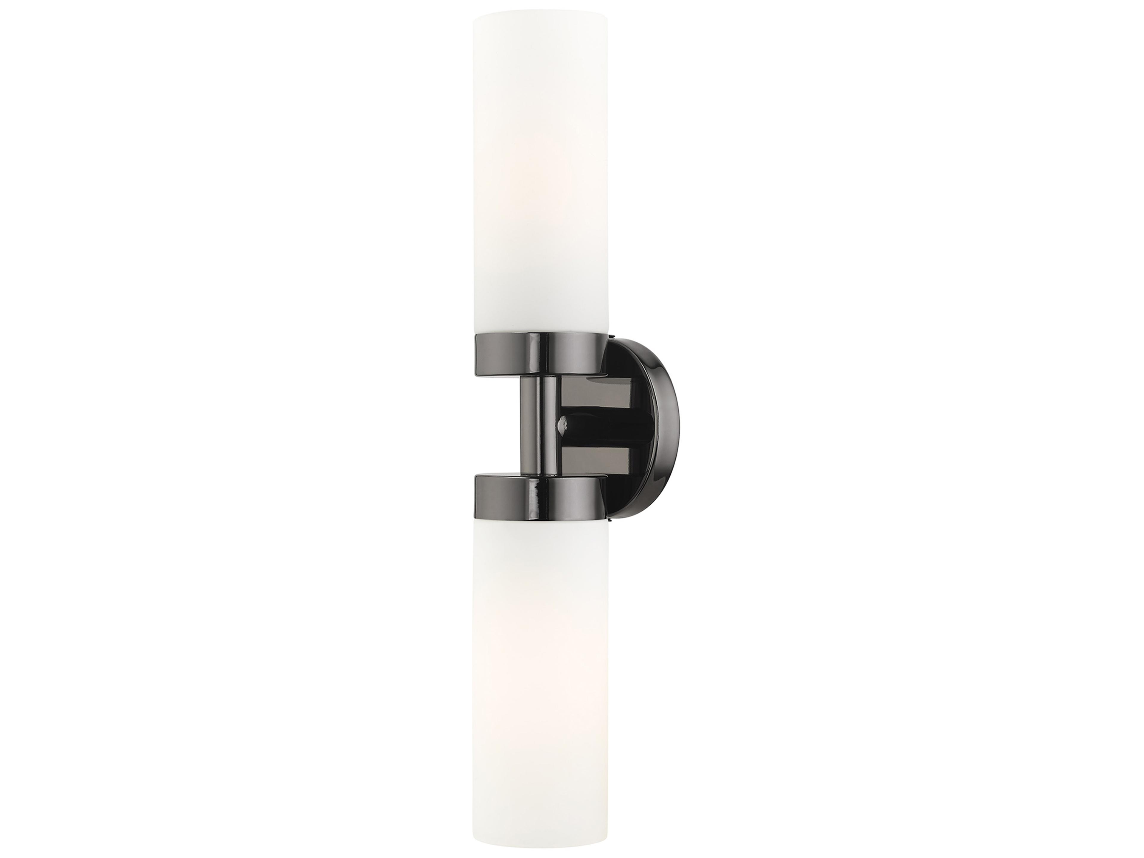 Aero 2-Light Black Chrome White Glass Wall Sconce