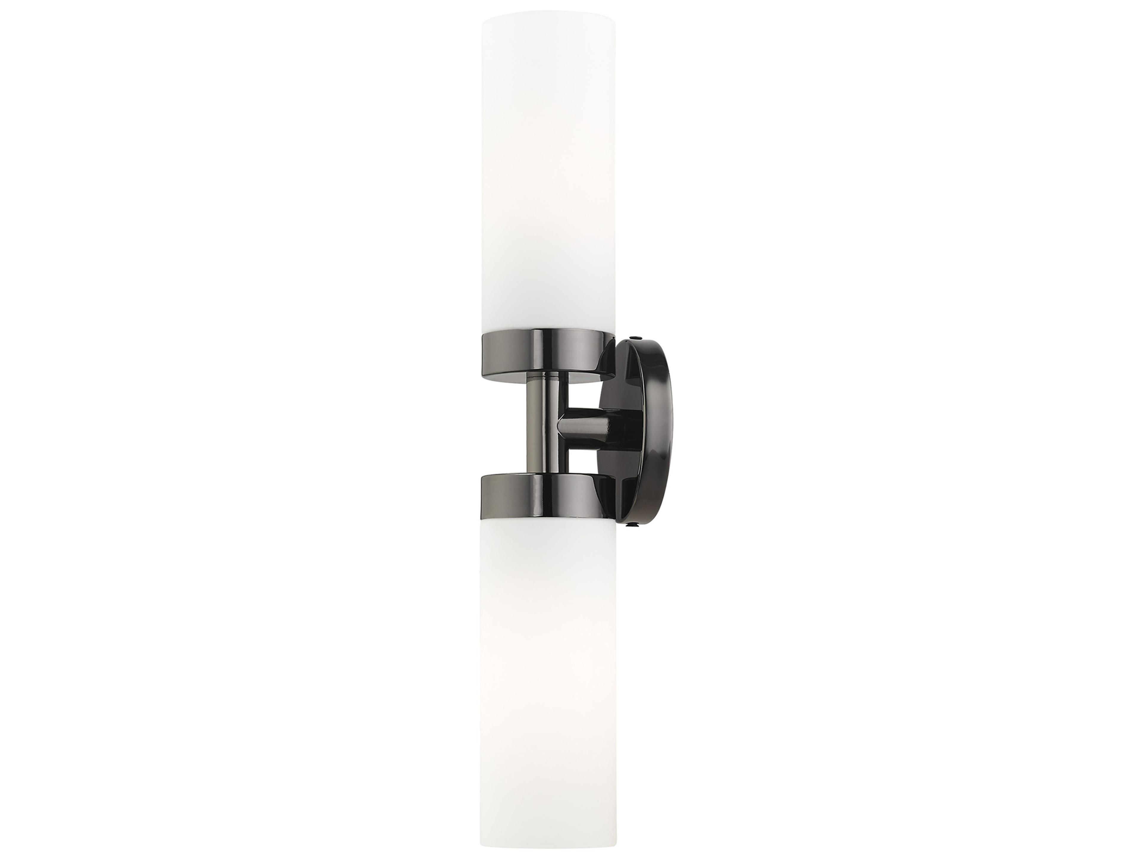 Livex Lighting Aero 2-Light Black Chrome White Glass Wall Sconce