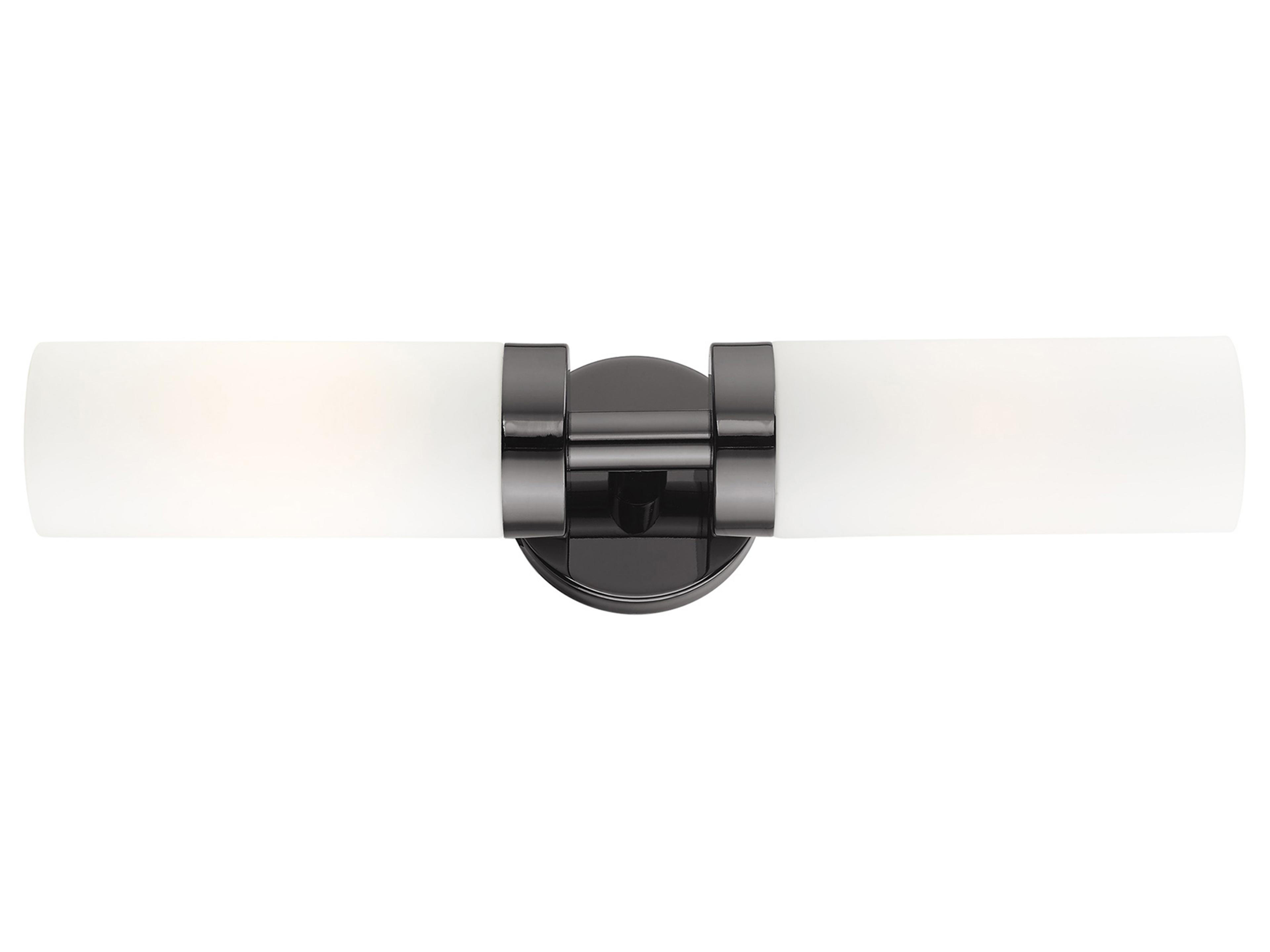 Livex Lighting Aero 2-Light Black Chrome White Glass Wall Sconce
