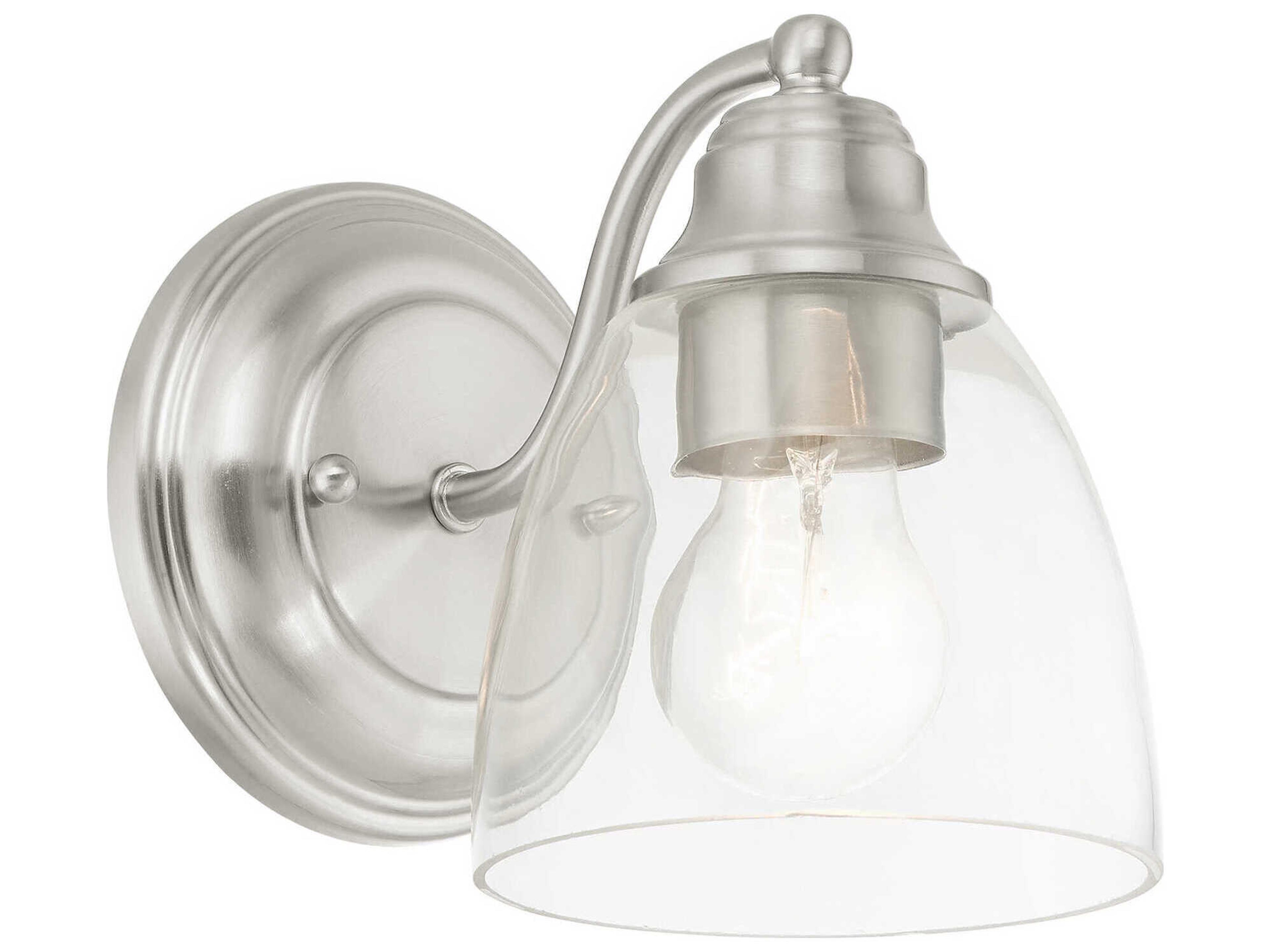 Livex Lighting Montgomery 1-Light Brushed Nickel Glass Wall Sconce