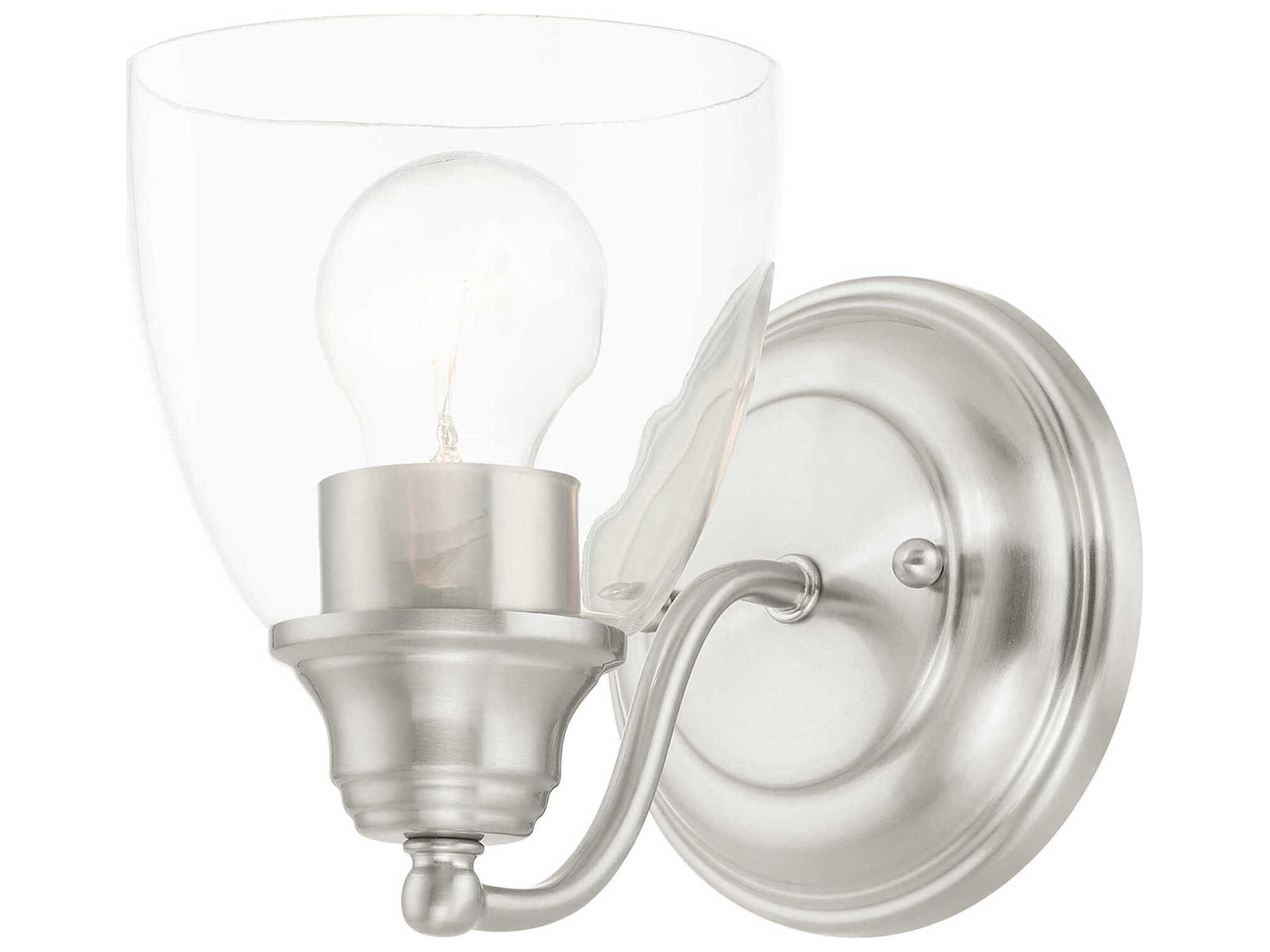 Livex Lighting Montgomery 1-Light Brushed Nickel Glass Wall Sconce