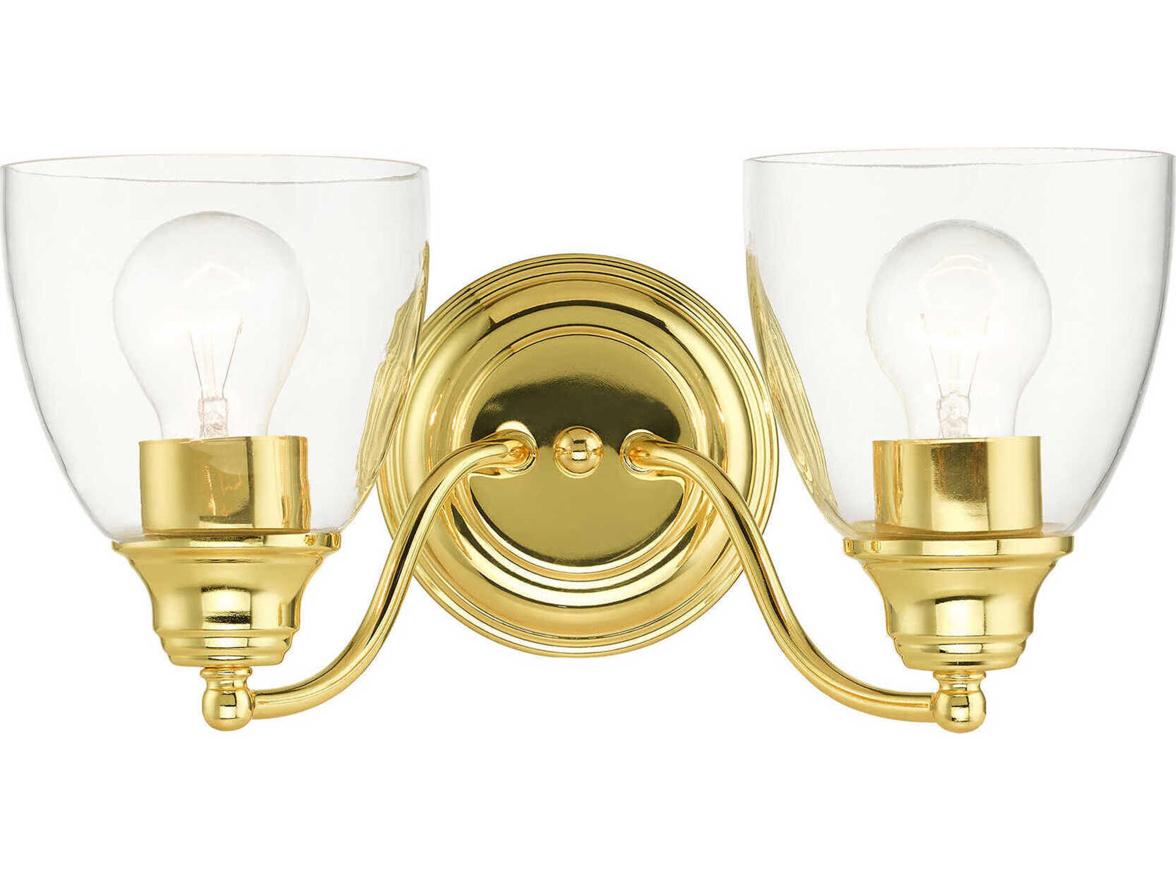 Montgomery 2-Light Polished Brass Glass Vanity Light