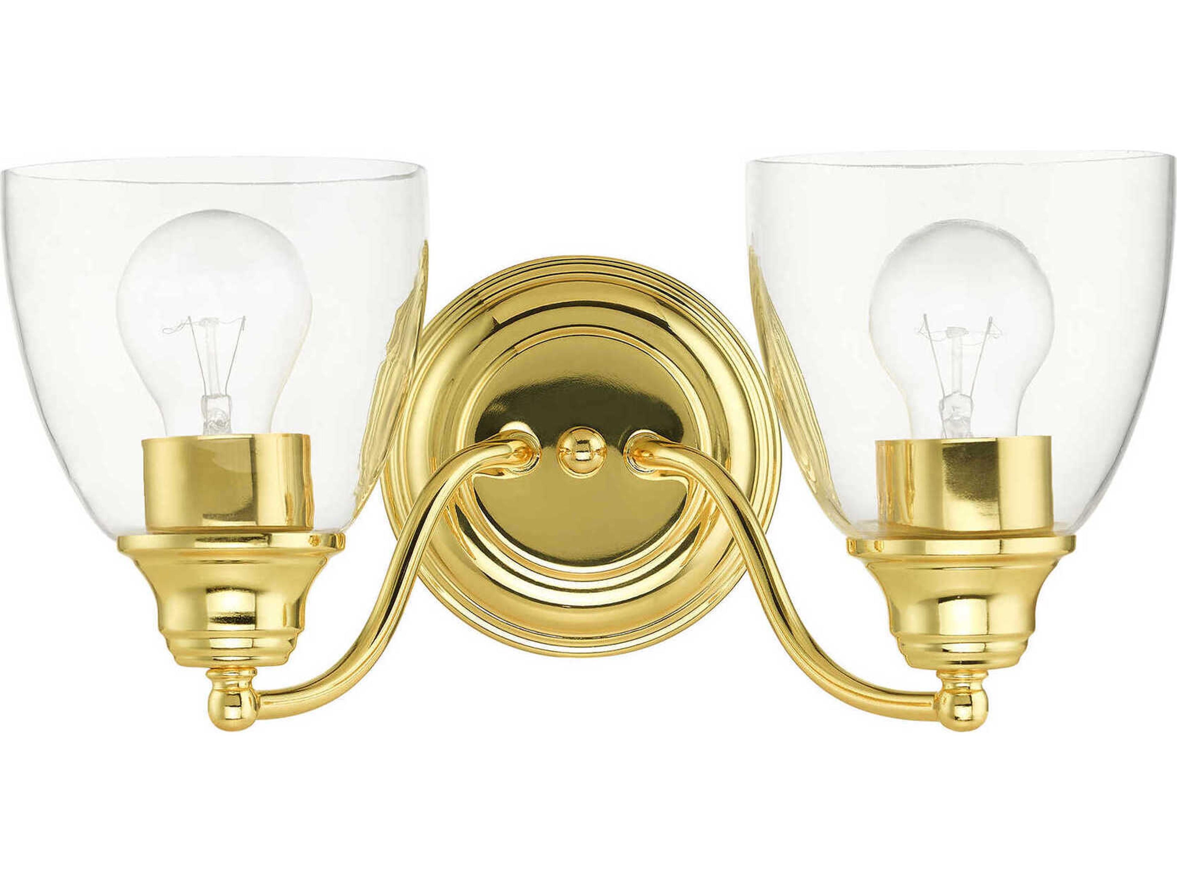 Livex Lighting Montgomery 2-Light Polished Brass Glass Vanity Light