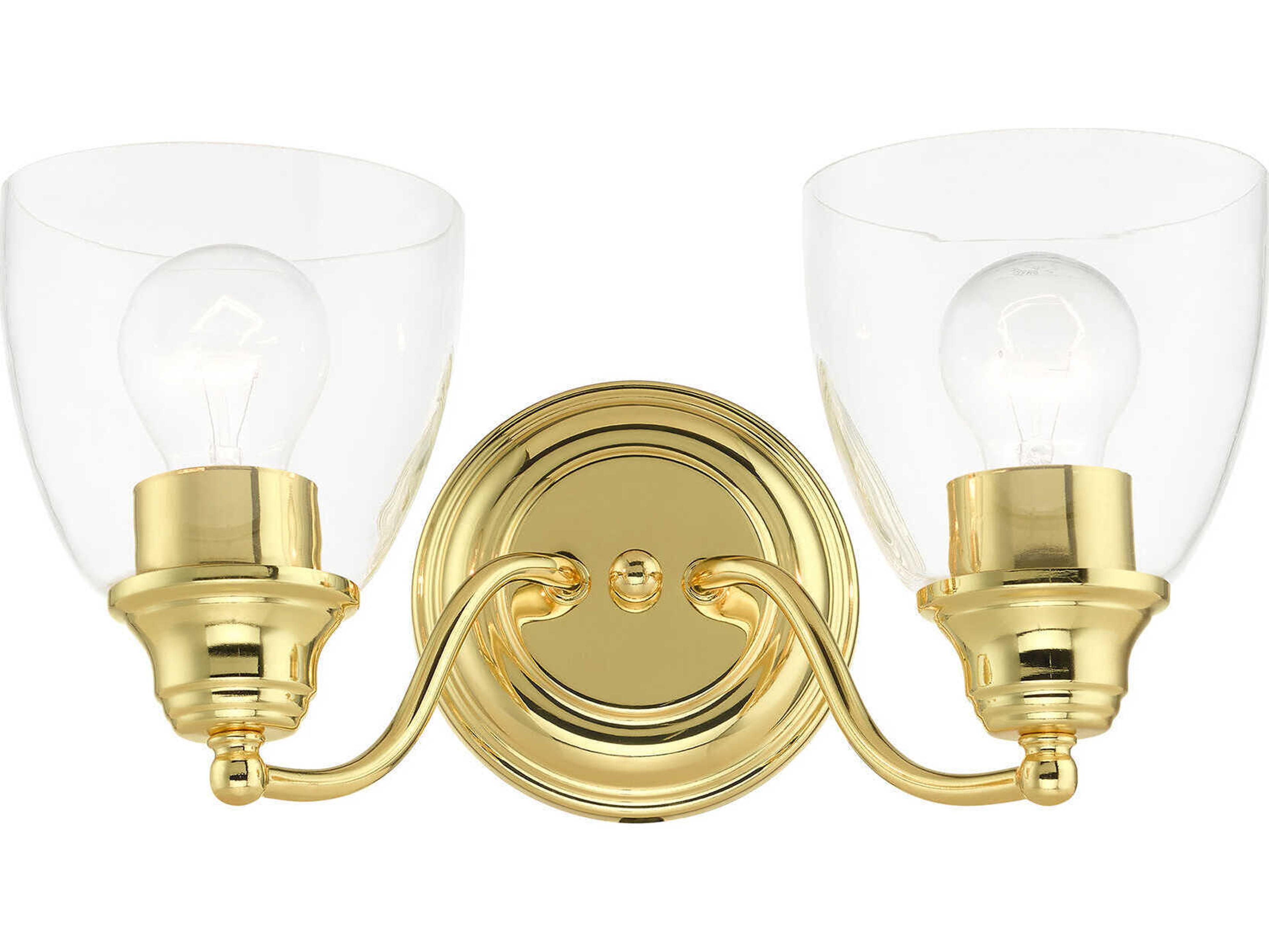 Livex Lighting Montgomery 2-Light Polished Brass Glass Vanity Light