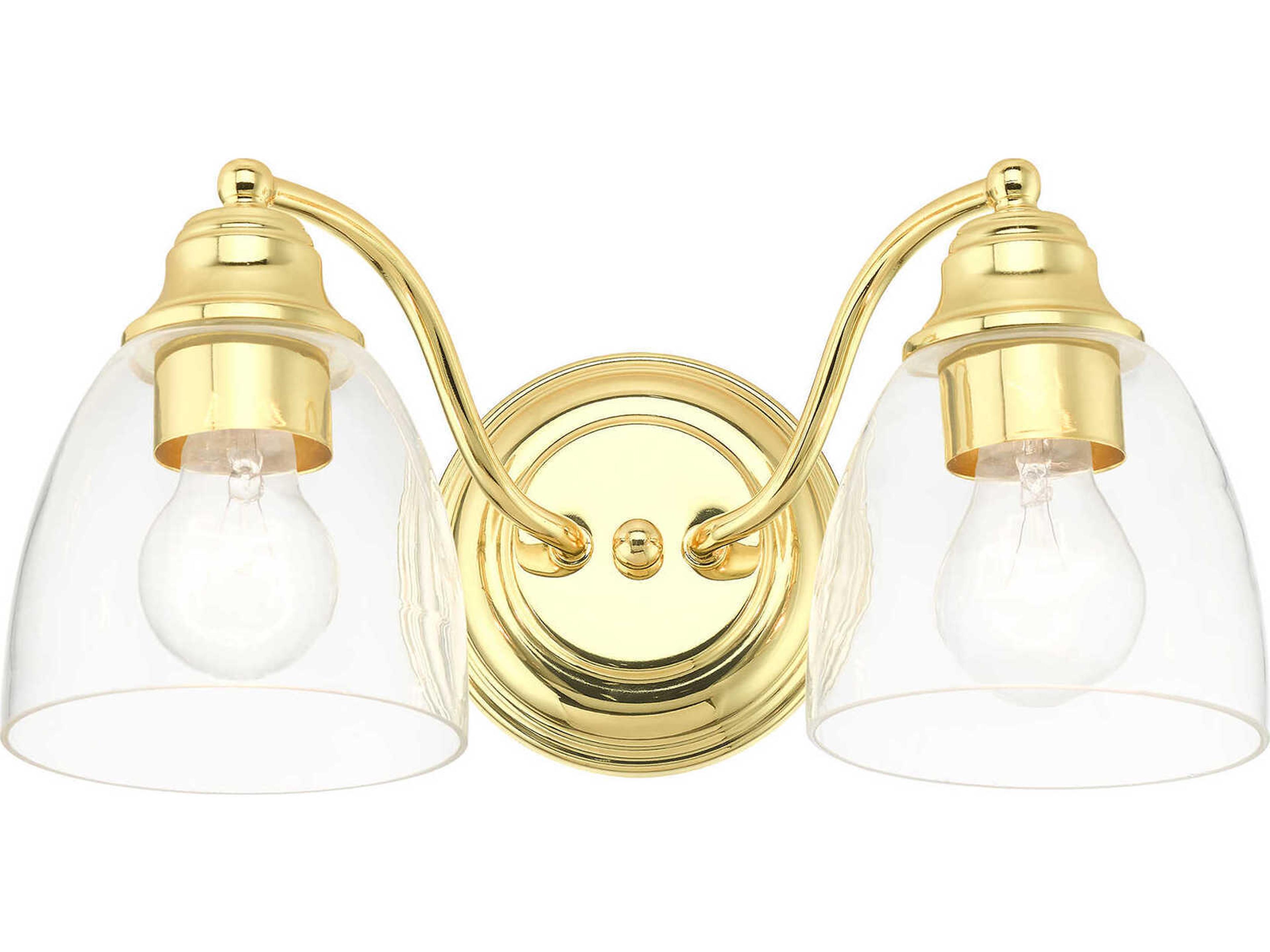 Livex Lighting Montgomery 2-Light Polished Brass Glass Vanity Light
