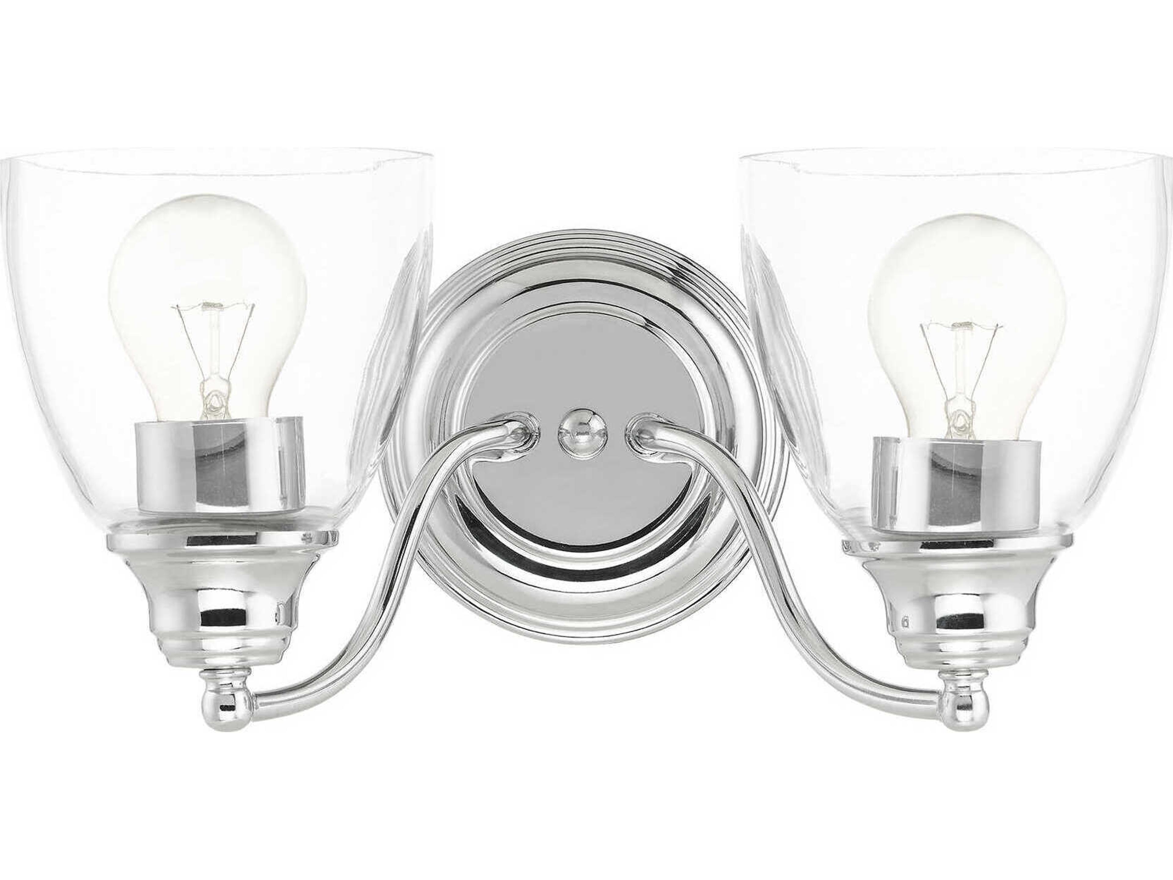 Livex Lighting Montgomery 2-Light Polished Chrome Glass Vanity Light