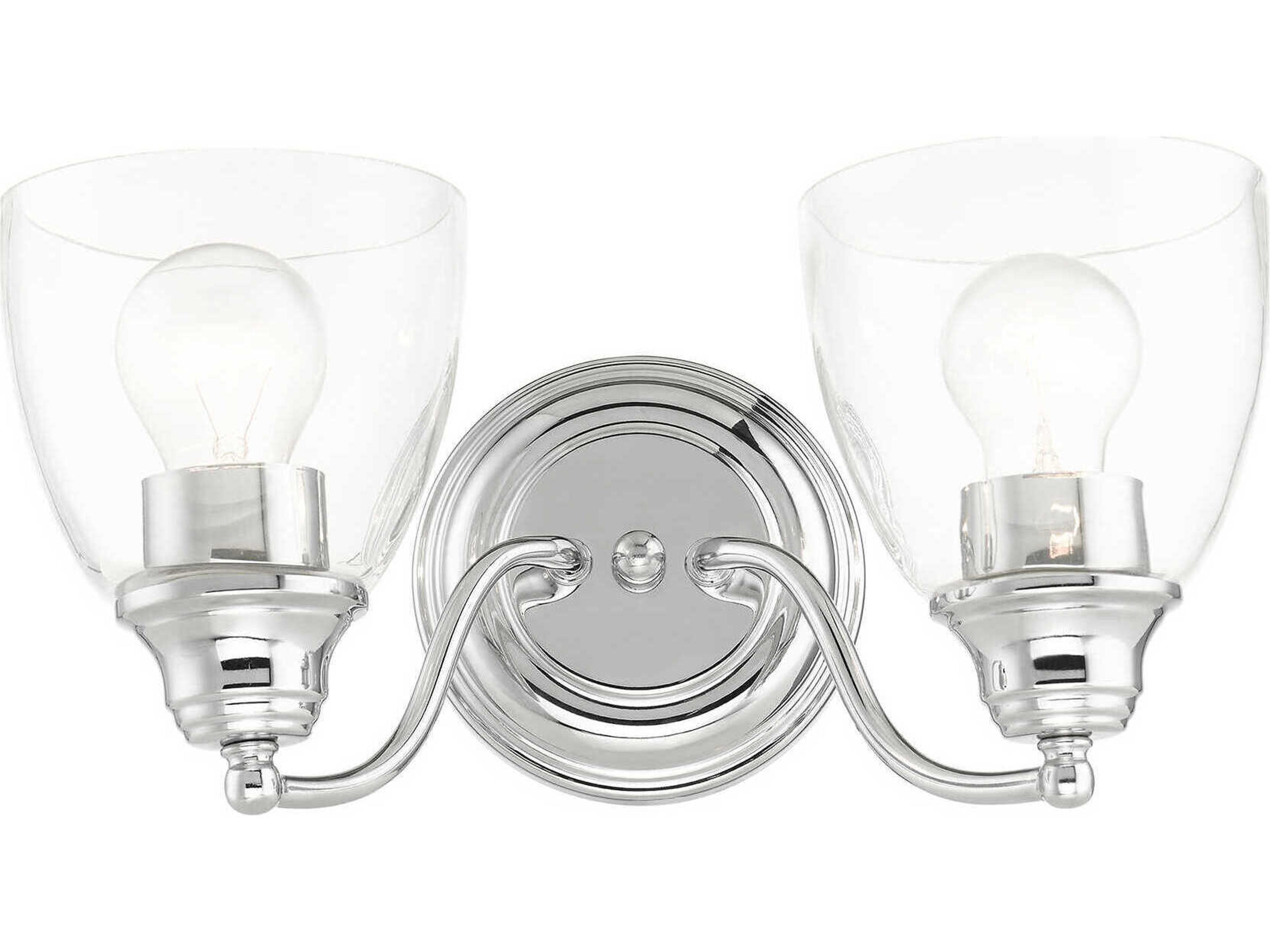 Livex Lighting Montgomery 2-Light Polished Chrome Glass Vanity Light