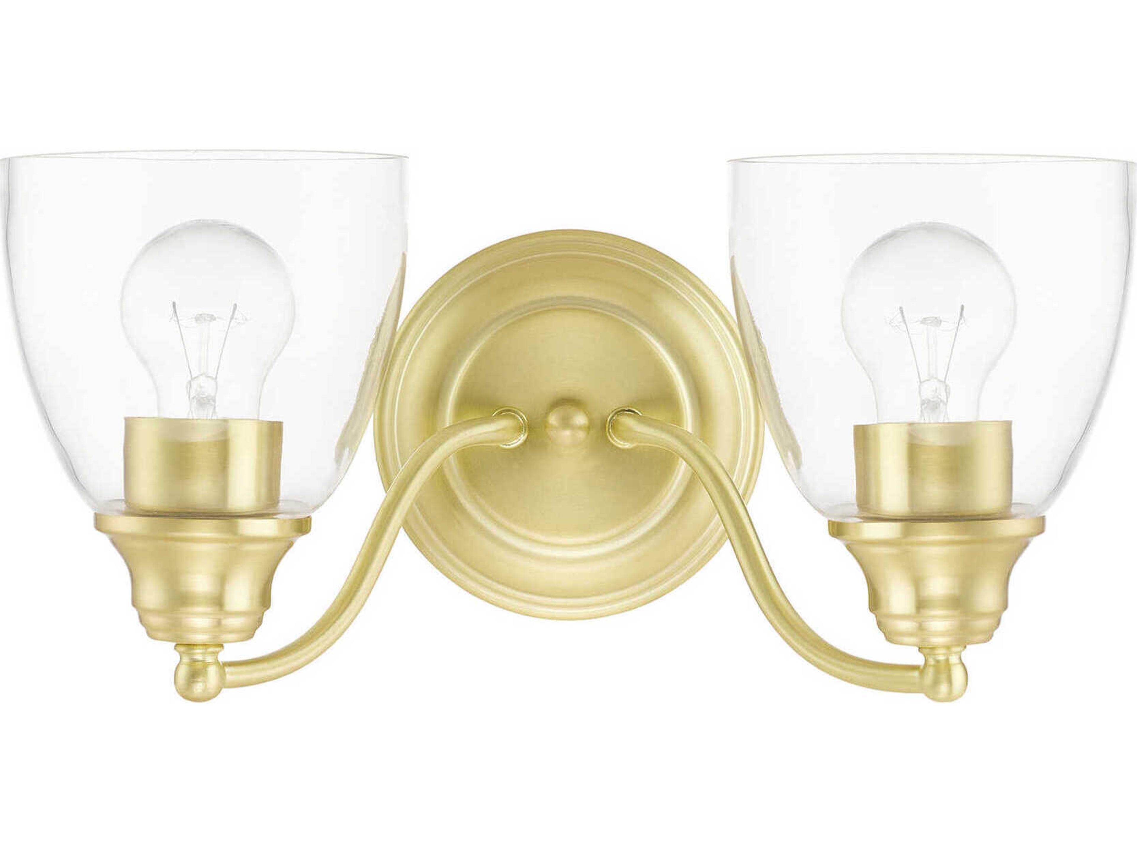 Livex Lighting Montgomery 2-Light Satin Brass Glass Vanity Light