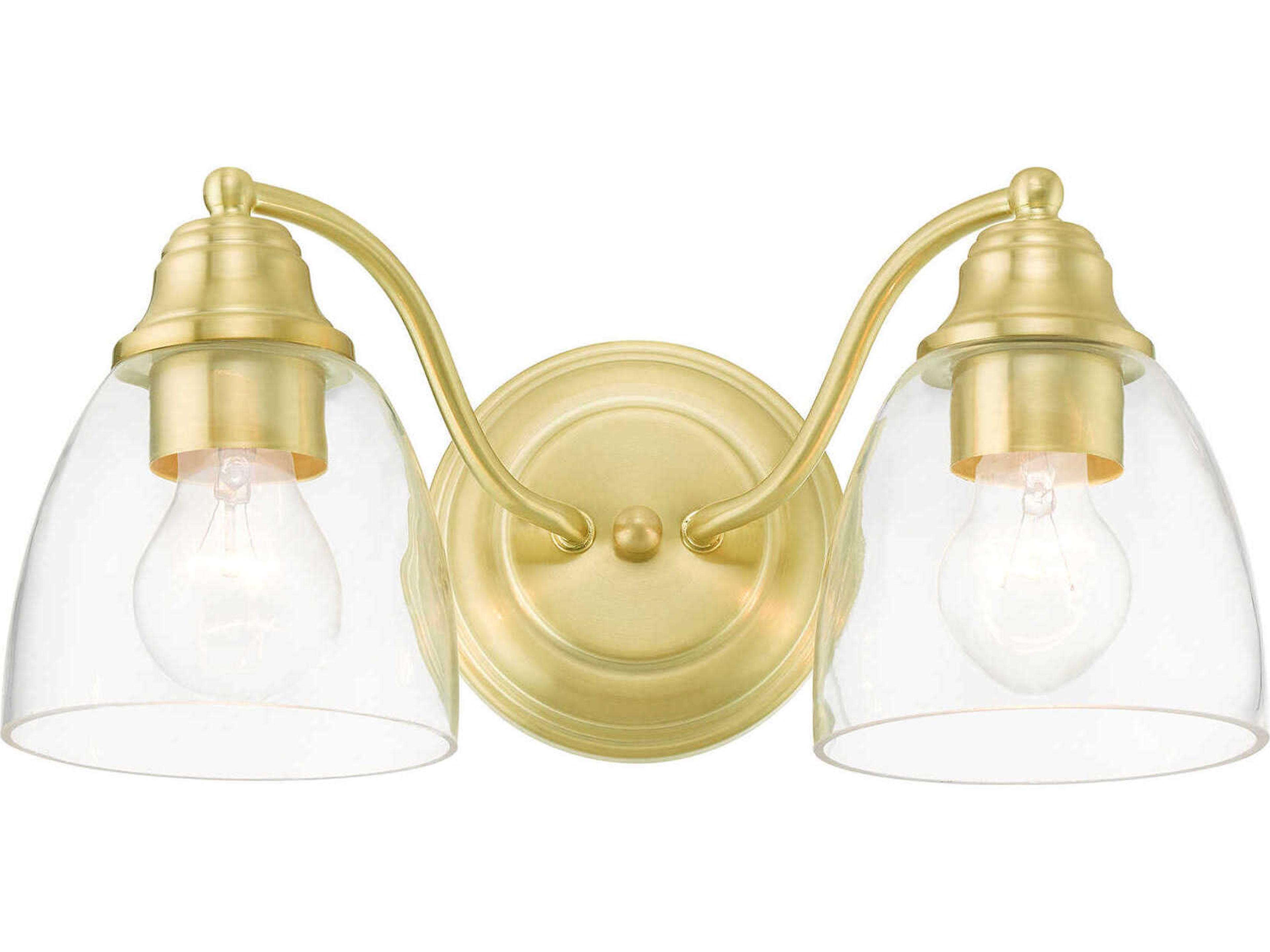 Livex Lighting Montgomery 2-Light Satin Brass Glass Vanity Light