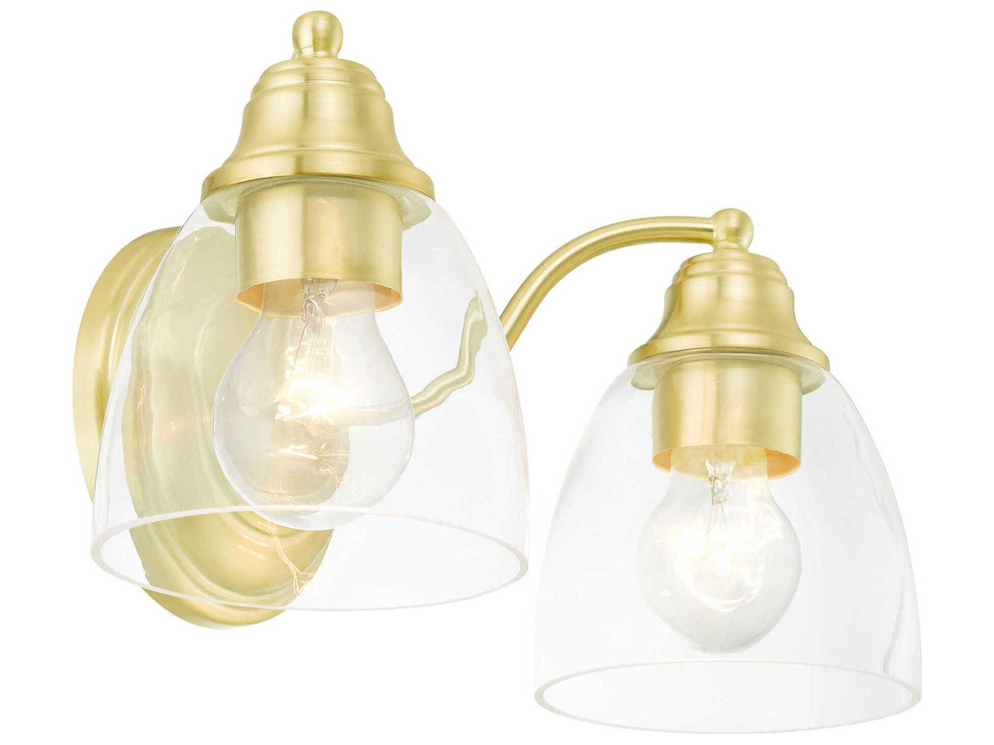 Livex Lighting Montgomery 2-Light Satin Brass Glass Vanity Light