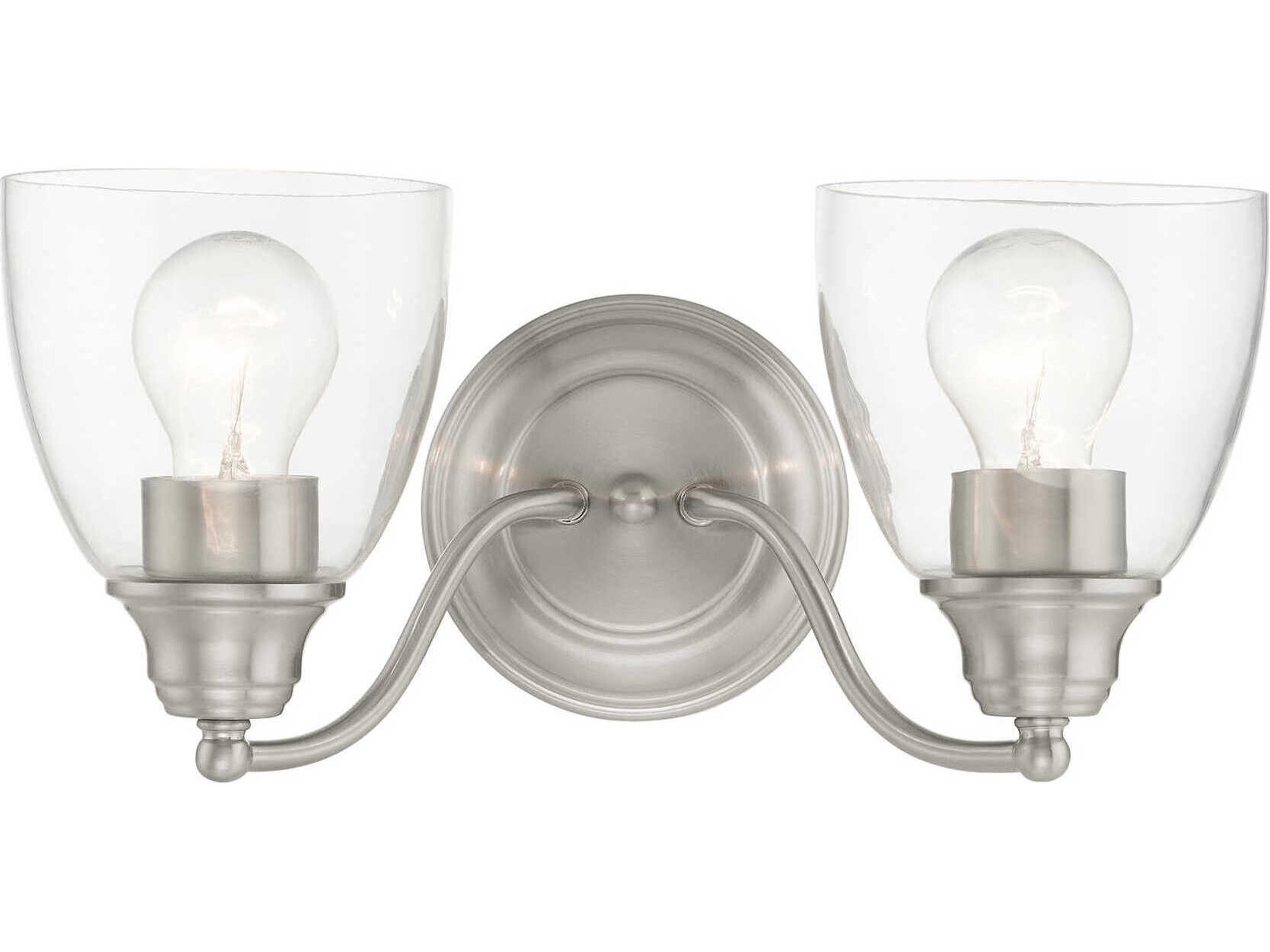 Montgomery 2-Light Brushed Nickel Glass Vanity Light