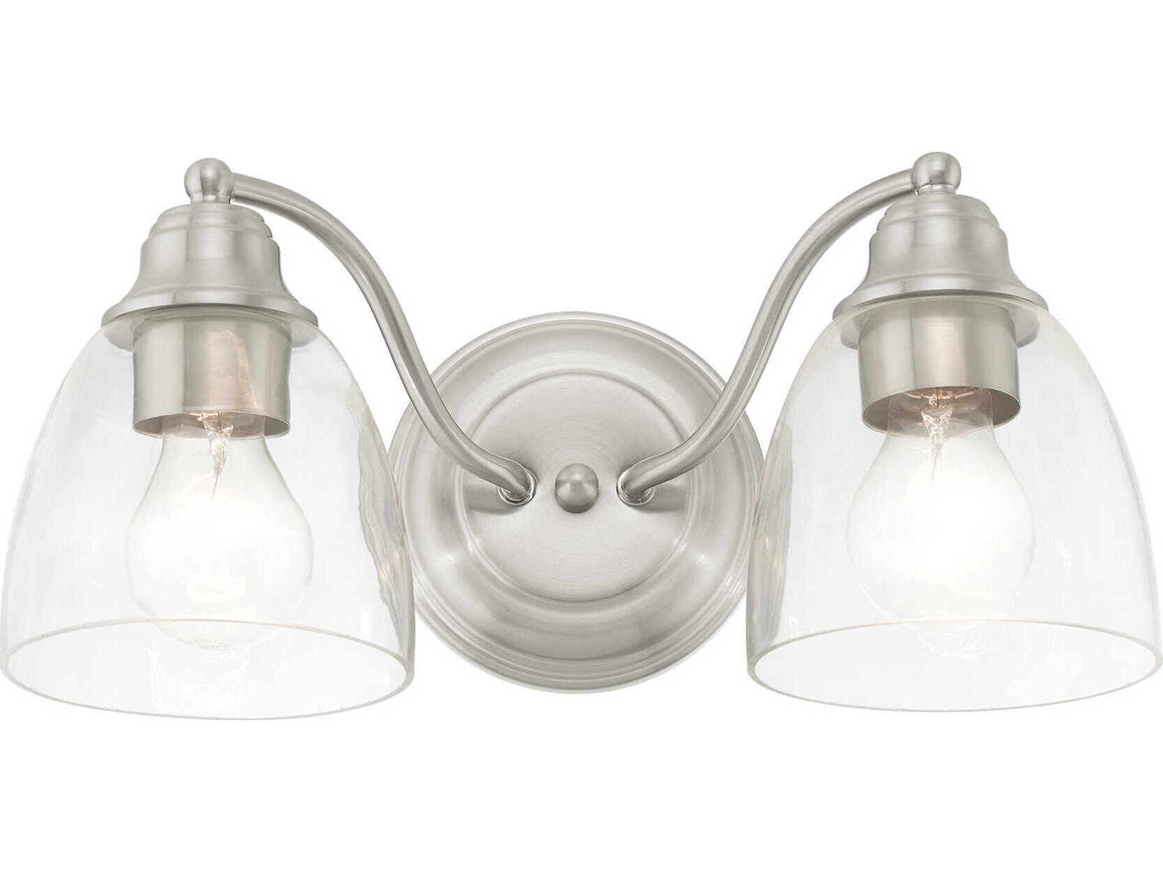 Livex Lighting Montgomery 2-Light Brushed Nickel Glass Vanity Light