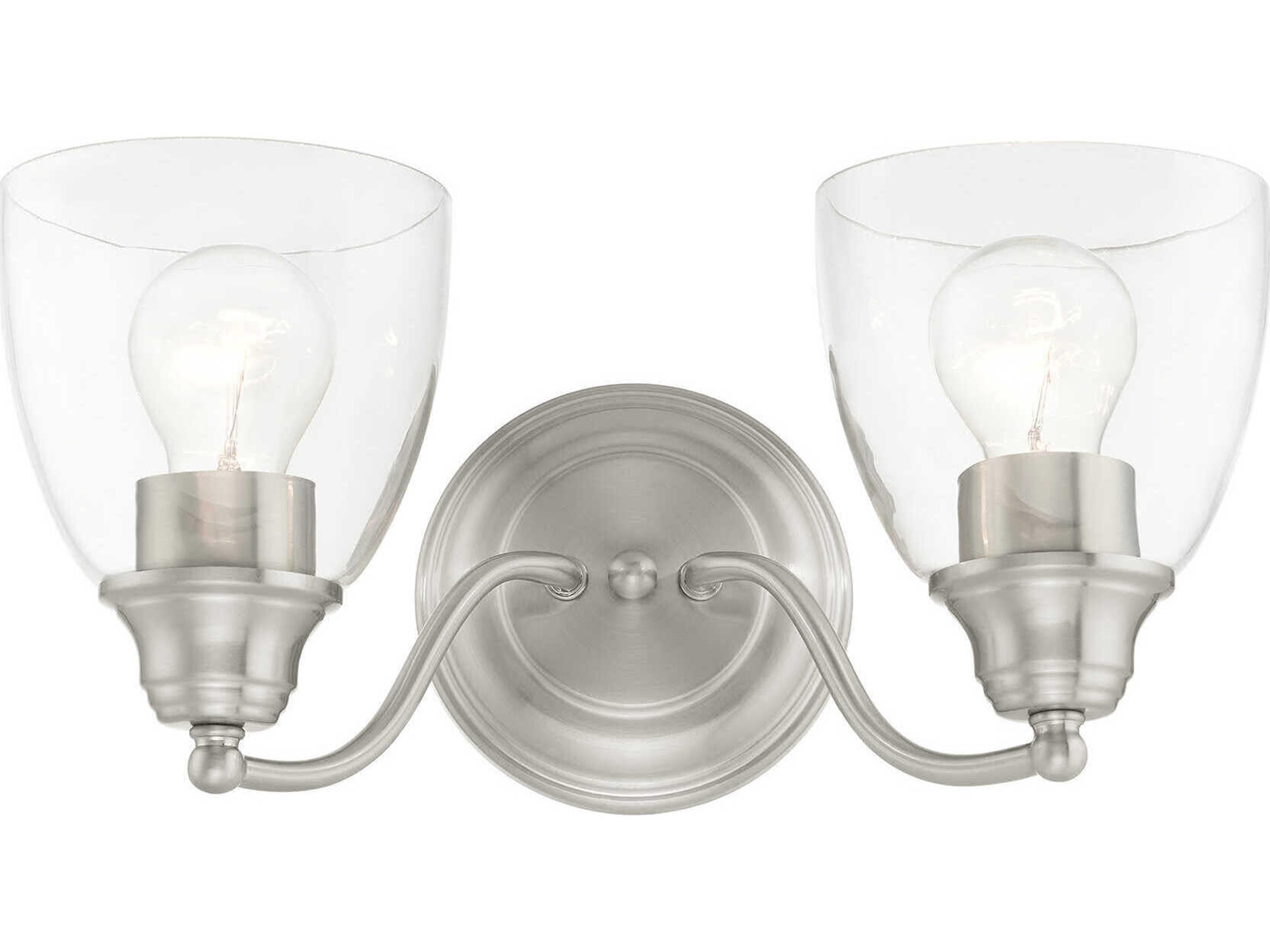 Livex Lighting Montgomery 2-Light Brushed Nickel Glass Vanity Light