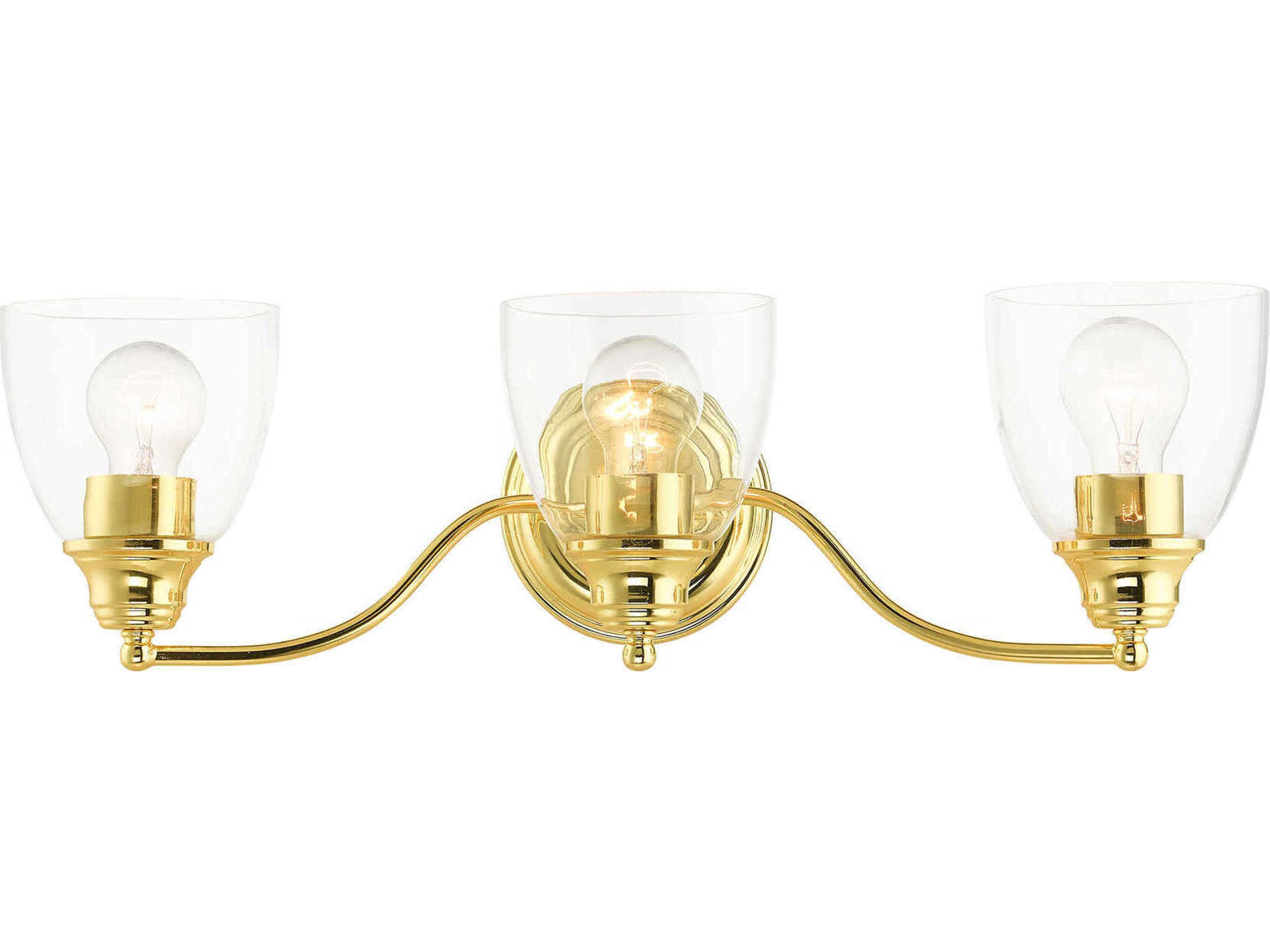 Montgomery 3-Light Polished Brass Glass Vanity Light