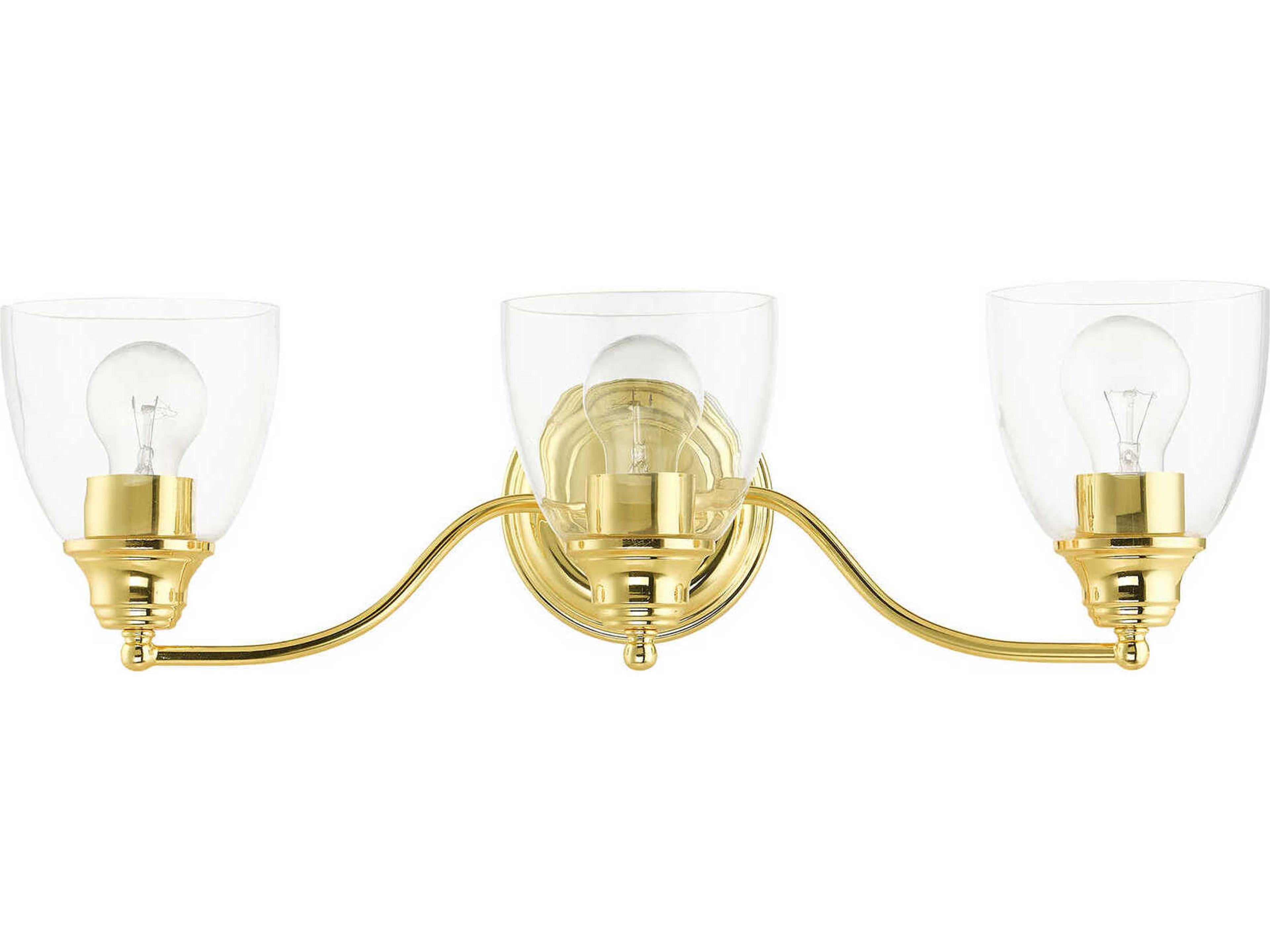 Livex Lighting Montgomery 3-Light Polished Brass Glass Vanity Light