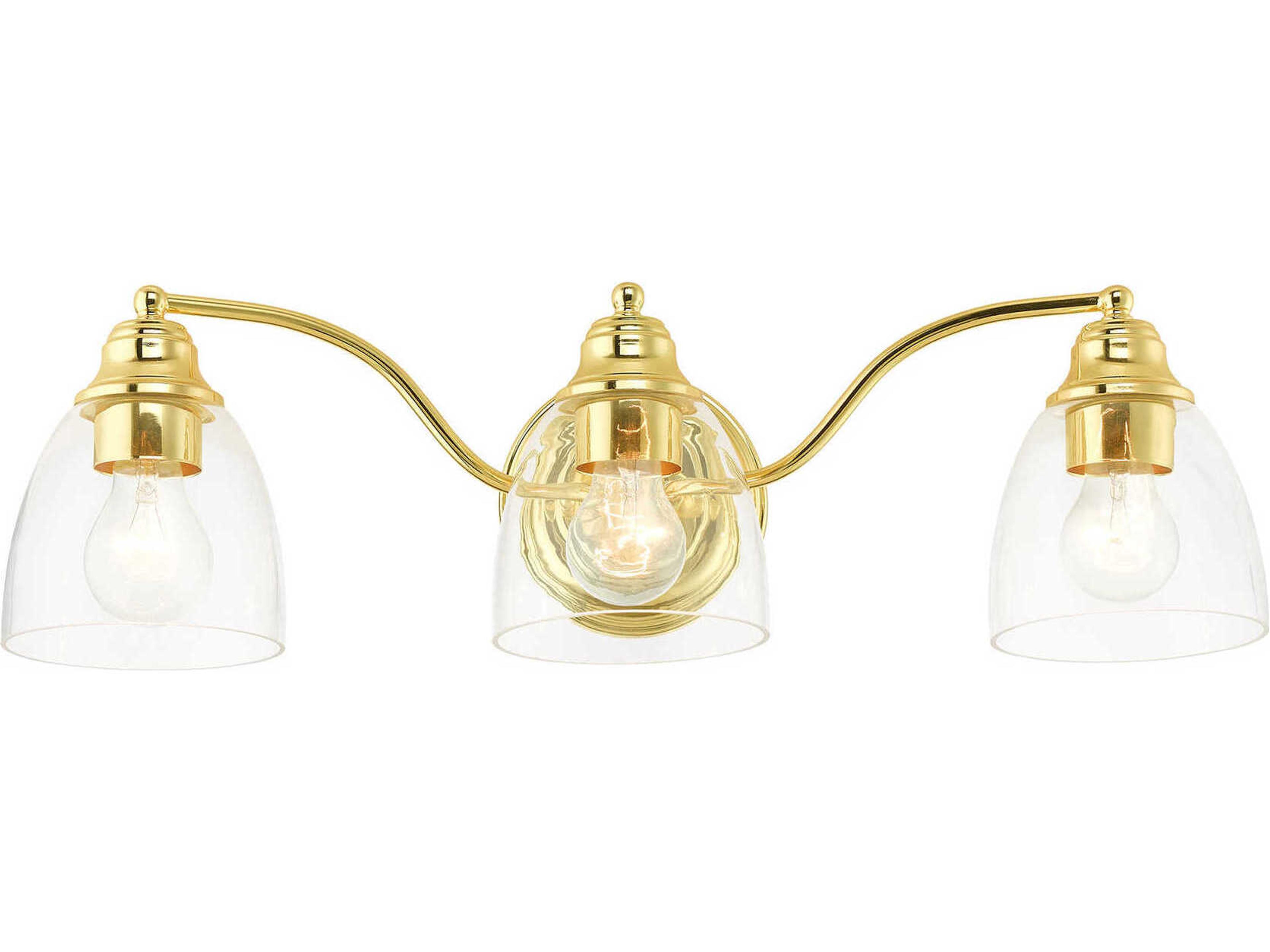 Livex Lighting Montgomery 3-Light Polished Brass Glass Vanity Light