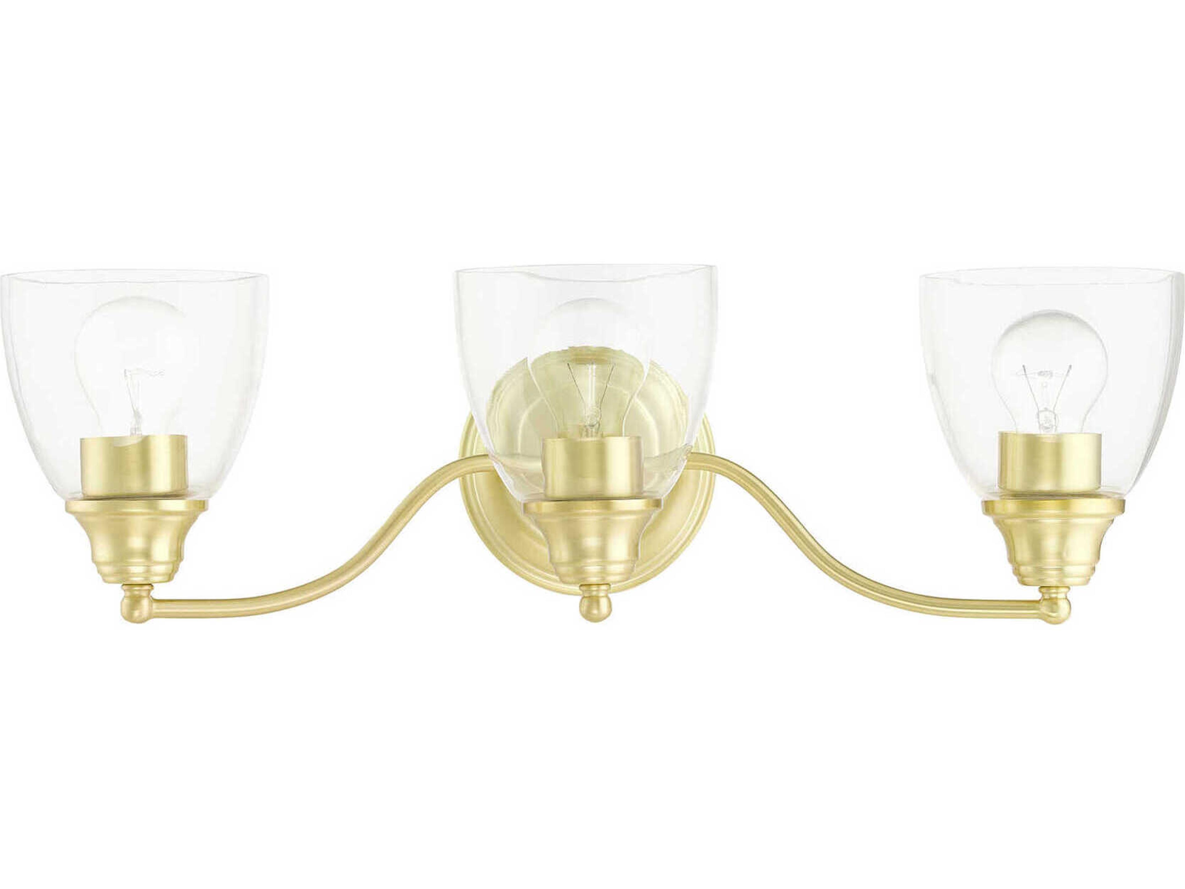 Livex Lighting Montgomery 3-Light Satin Brass Glass Vanity Light