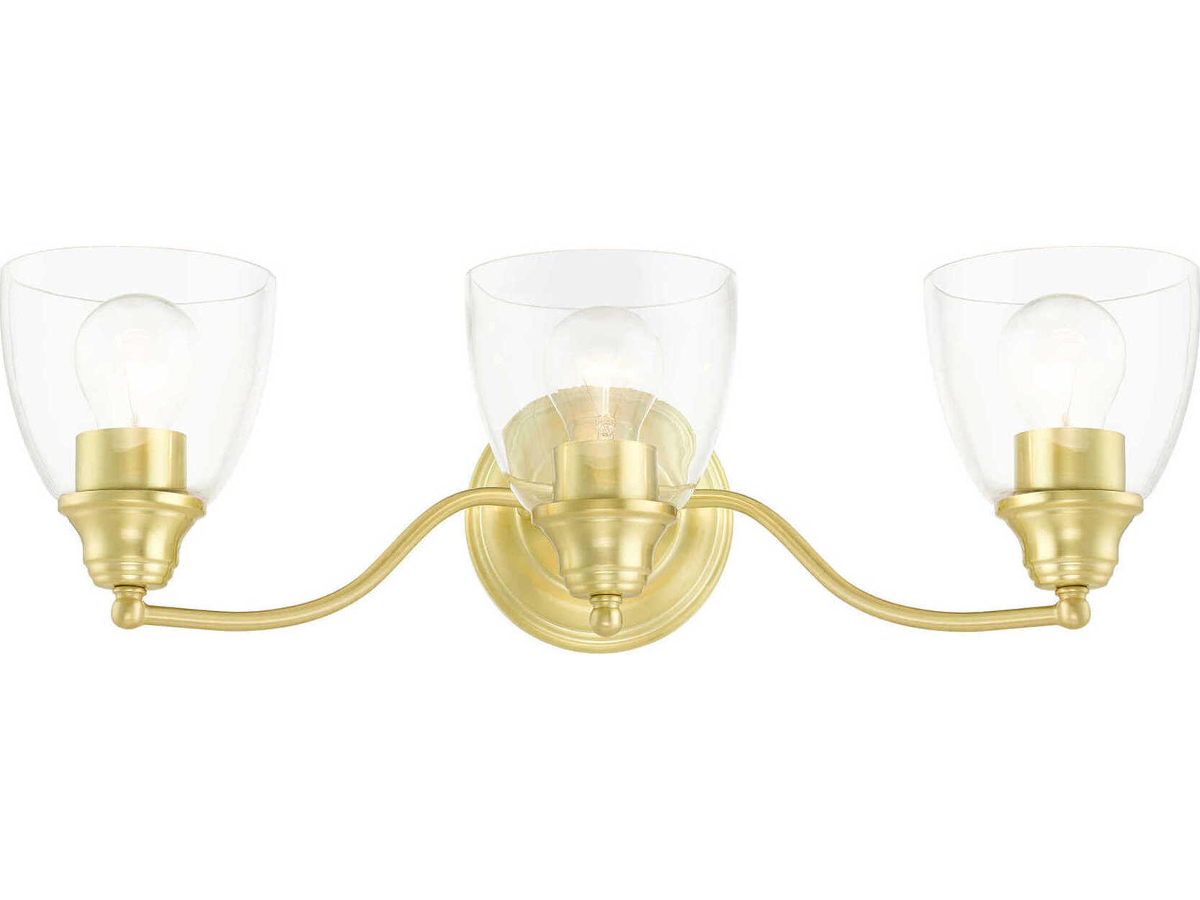 Livex Lighting Montgomery 3-Light Satin Brass Glass Vanity Light