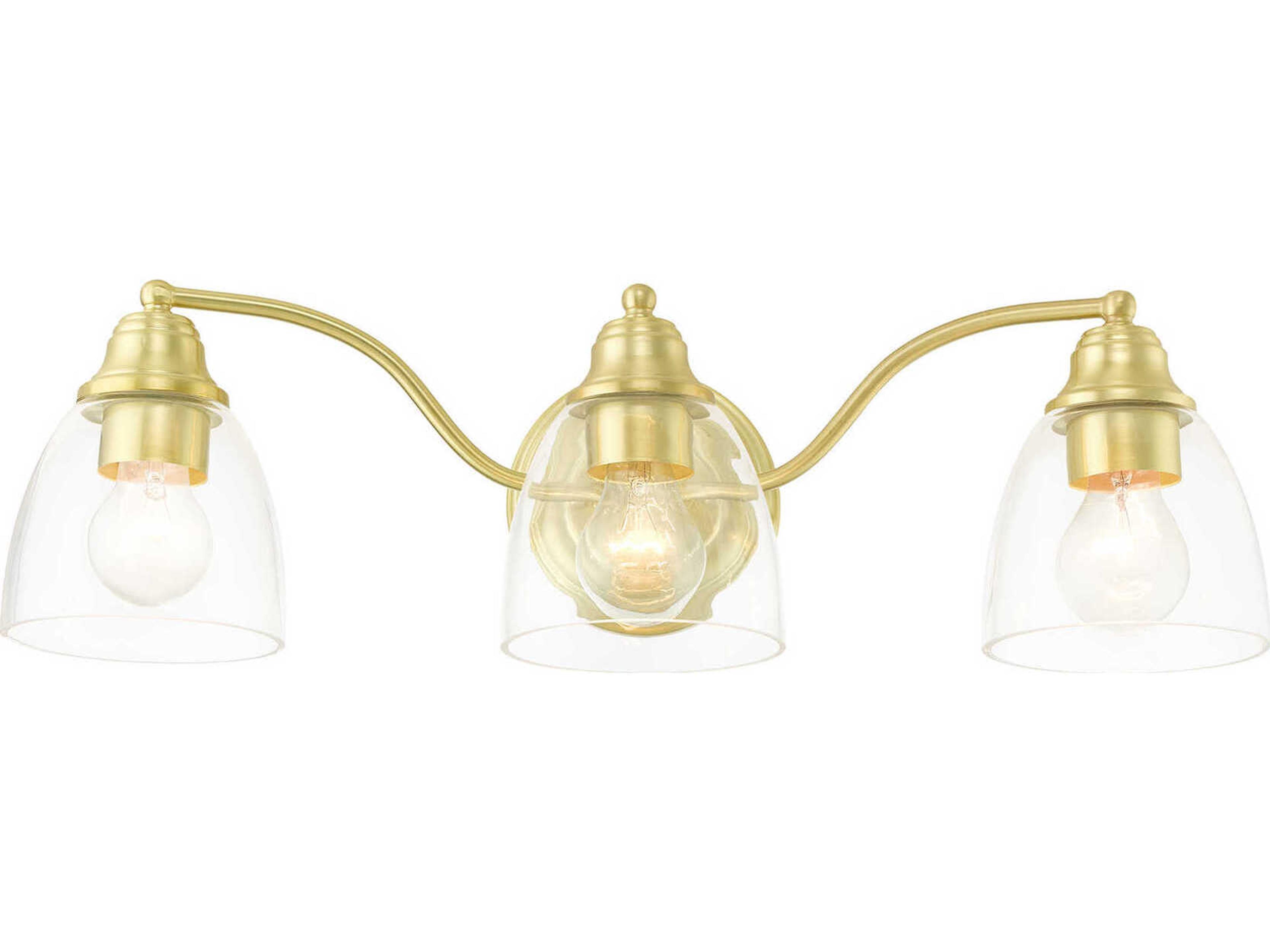 Livex Lighting Montgomery 3-Light Satin Brass Glass Vanity Light