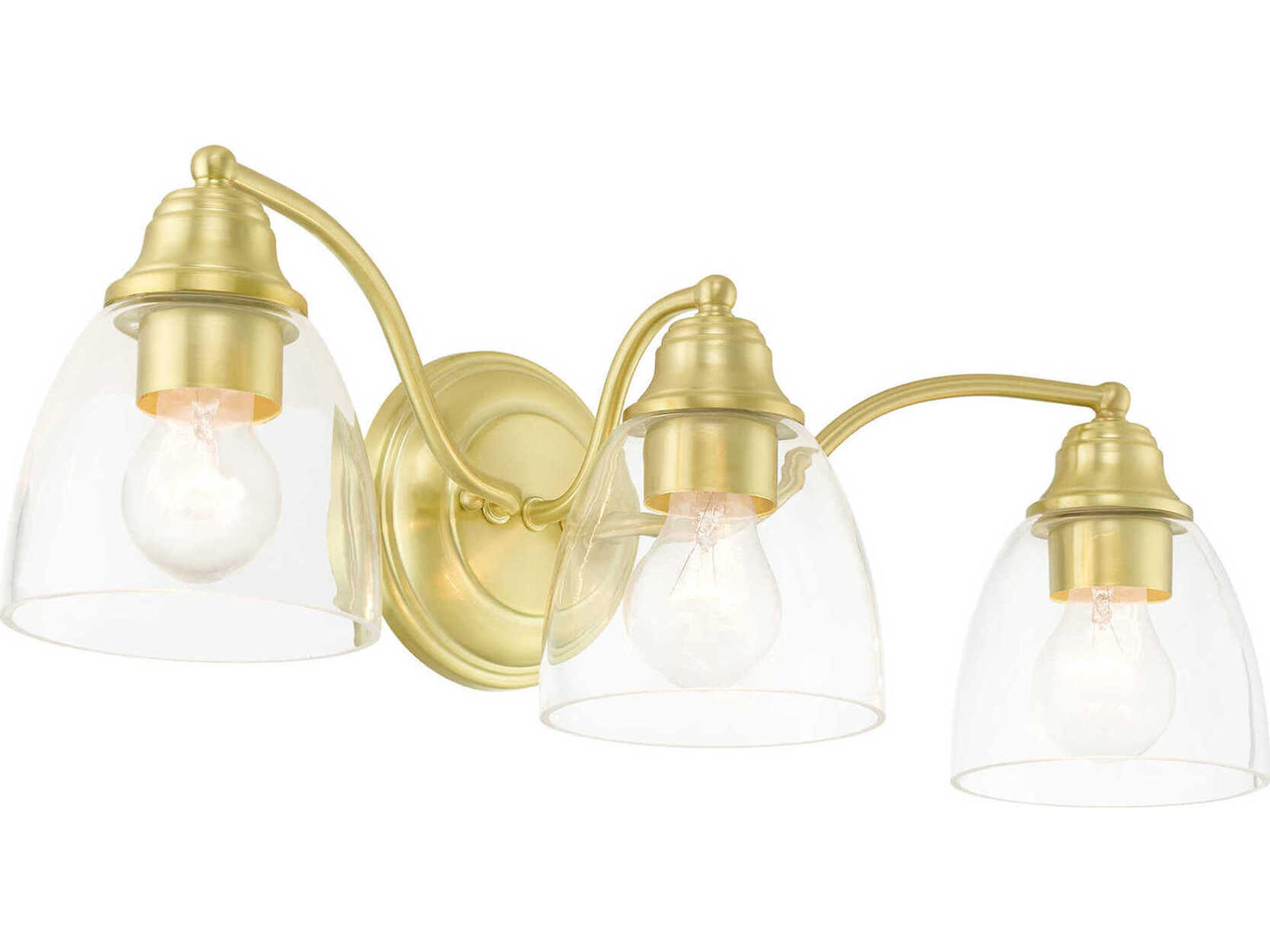 Livex Lighting Montgomery 3-Light Satin Brass Glass Vanity Light