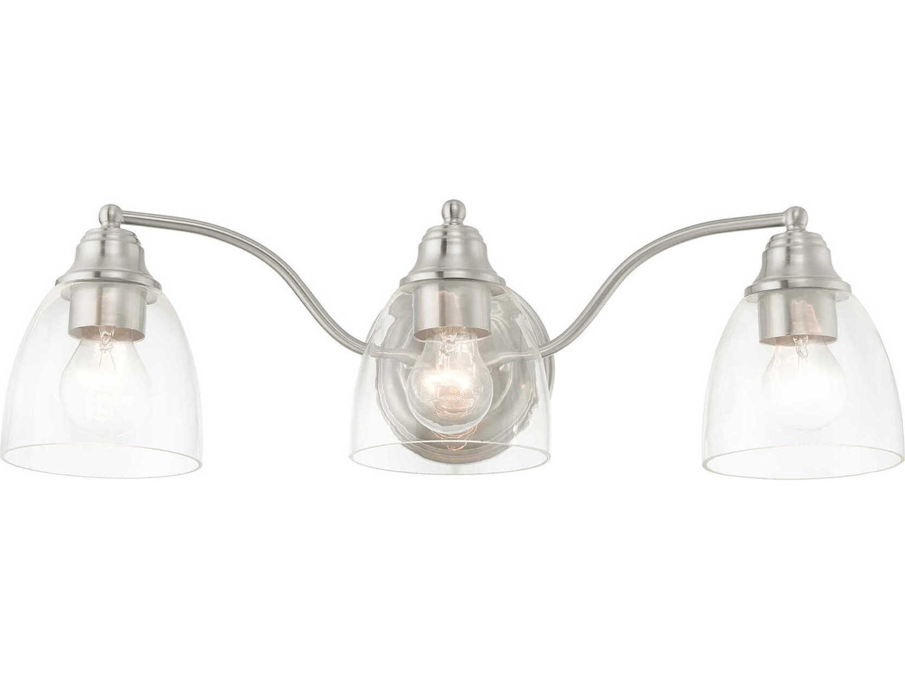 Livex Lighting Montgomery 3-Light Brushed Nickel Glass Vanity Light