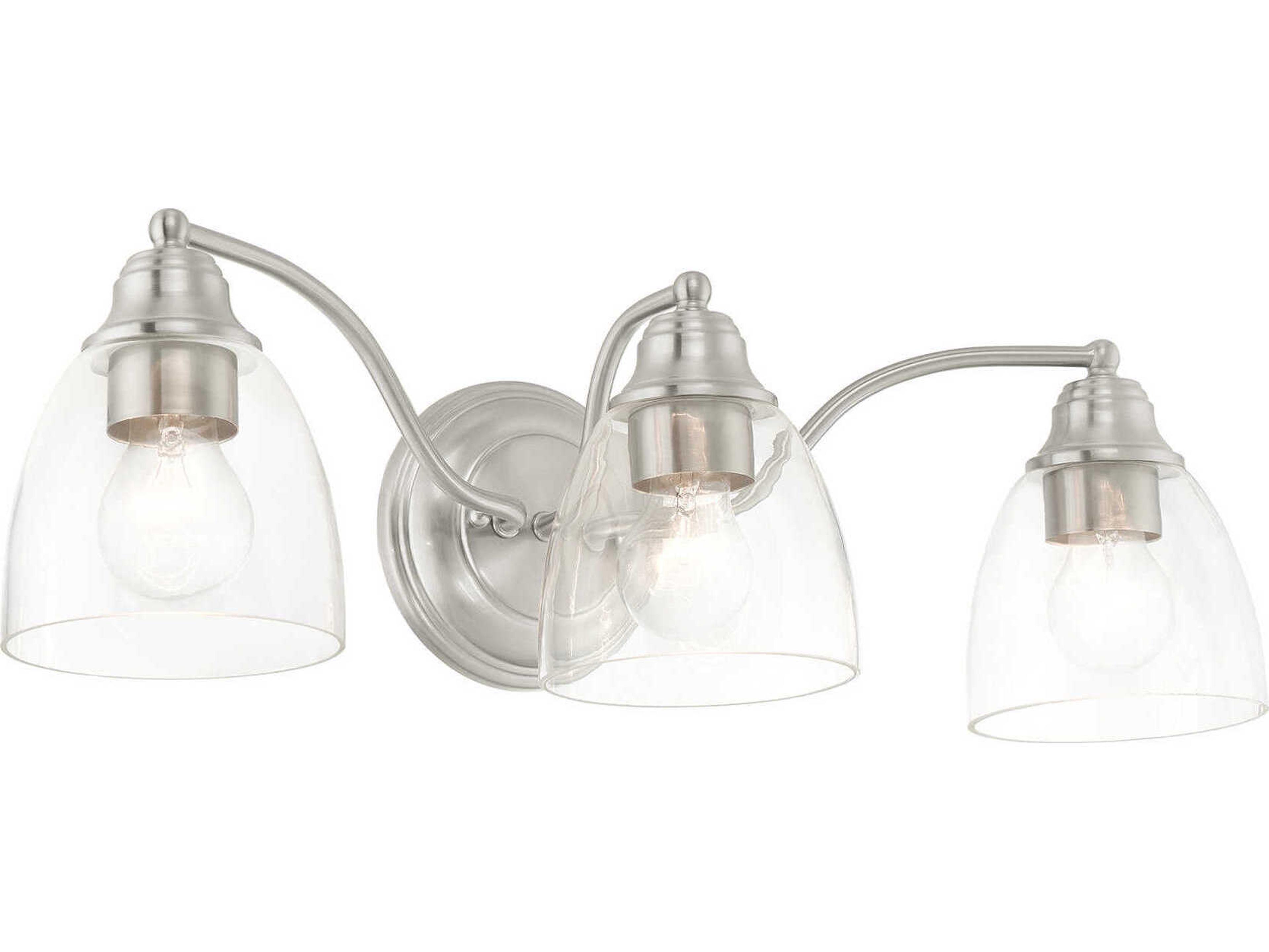 Livex Lighting Montgomery 3-Light Brushed Nickel Glass Vanity Light