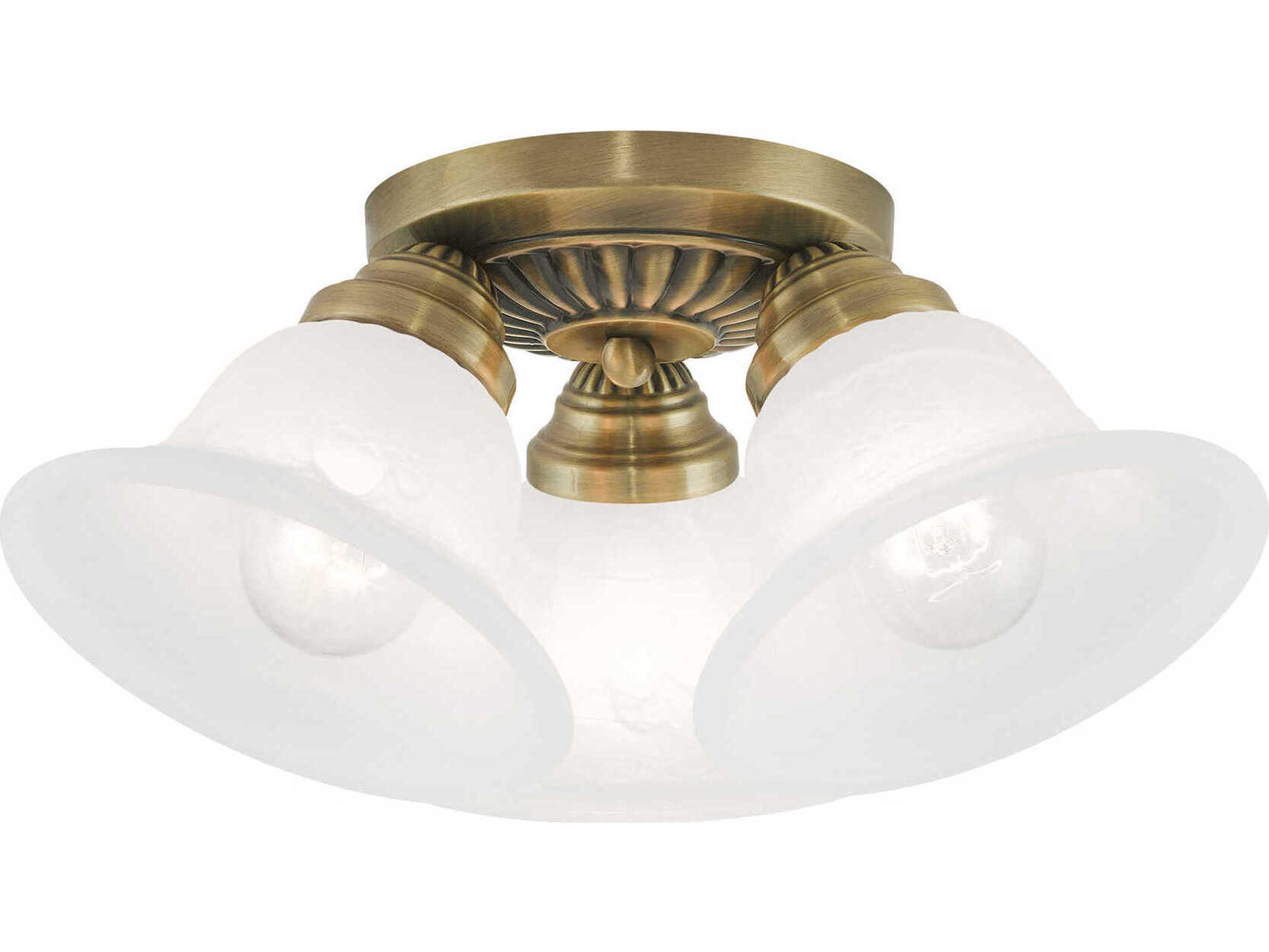 Edgemont 3-Light Antique Brass Glass Bell Semi Flush Mount