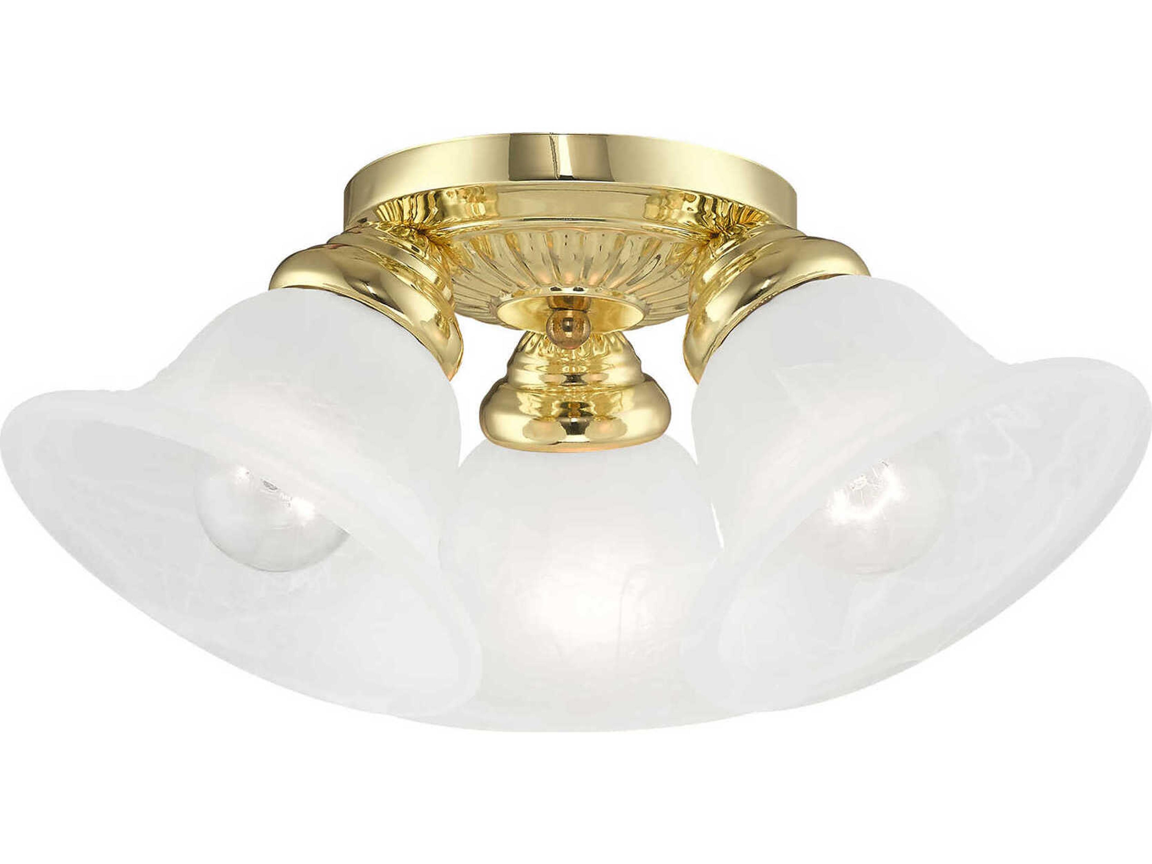 Edgemont 3-Light Polished Brass Glass Bell Semi Flush Mount