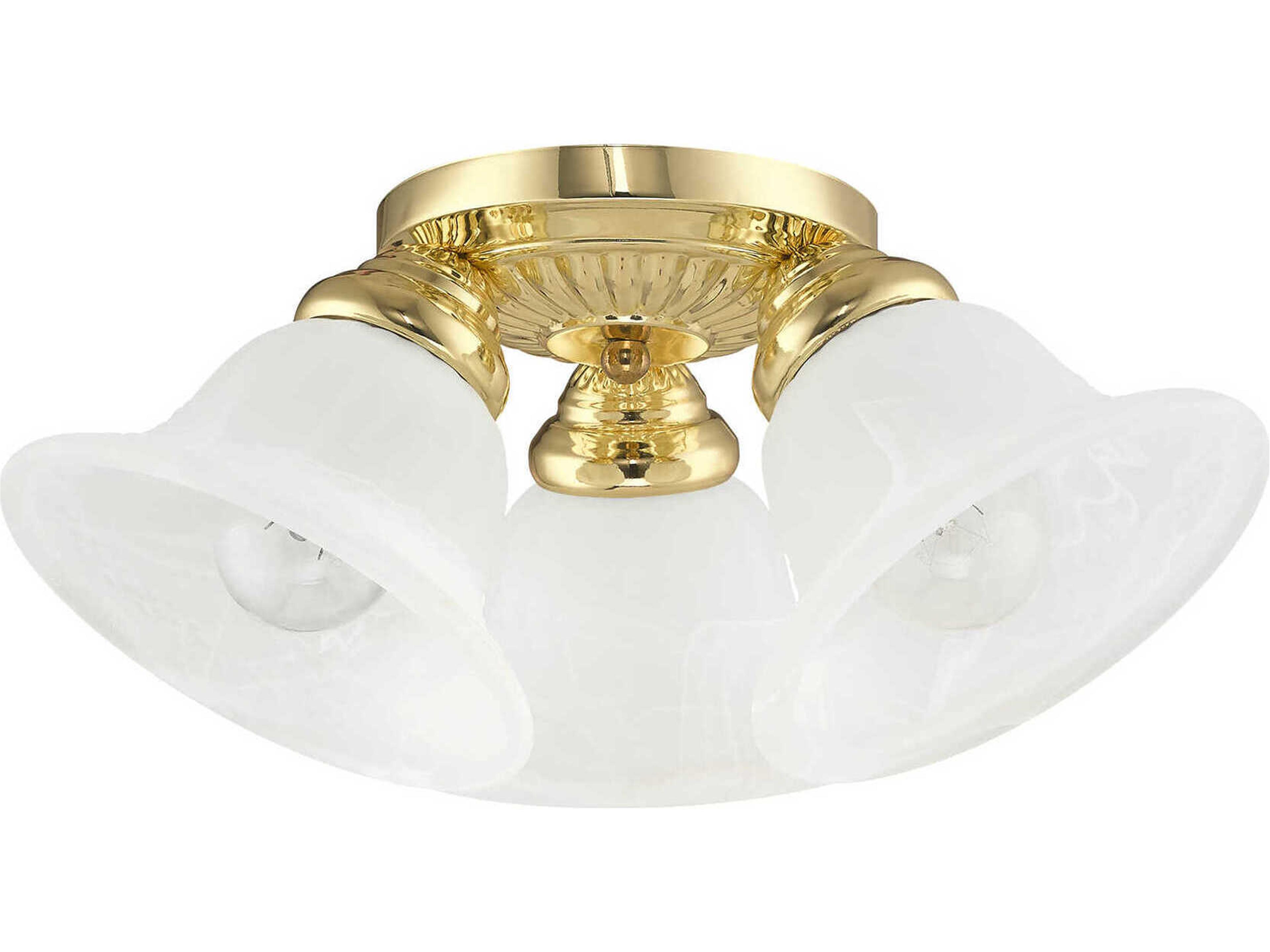 Livex Lighting Edgemont 3-Light Polished Brass Glass Bell Semi Flush Mount