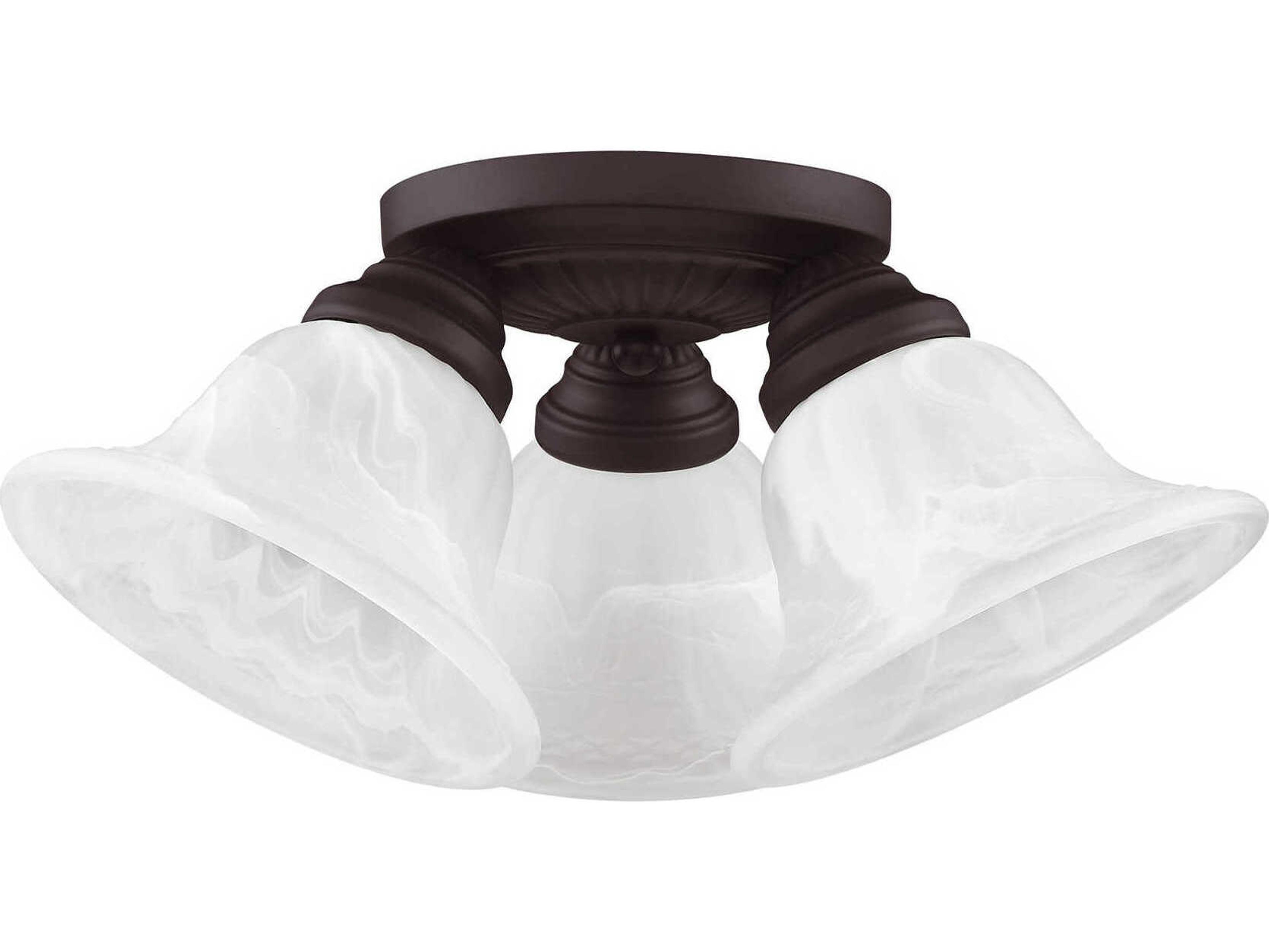 Livex Lighting Edgemont 3-Light Bronze Glass Bell Semi Flush Mount