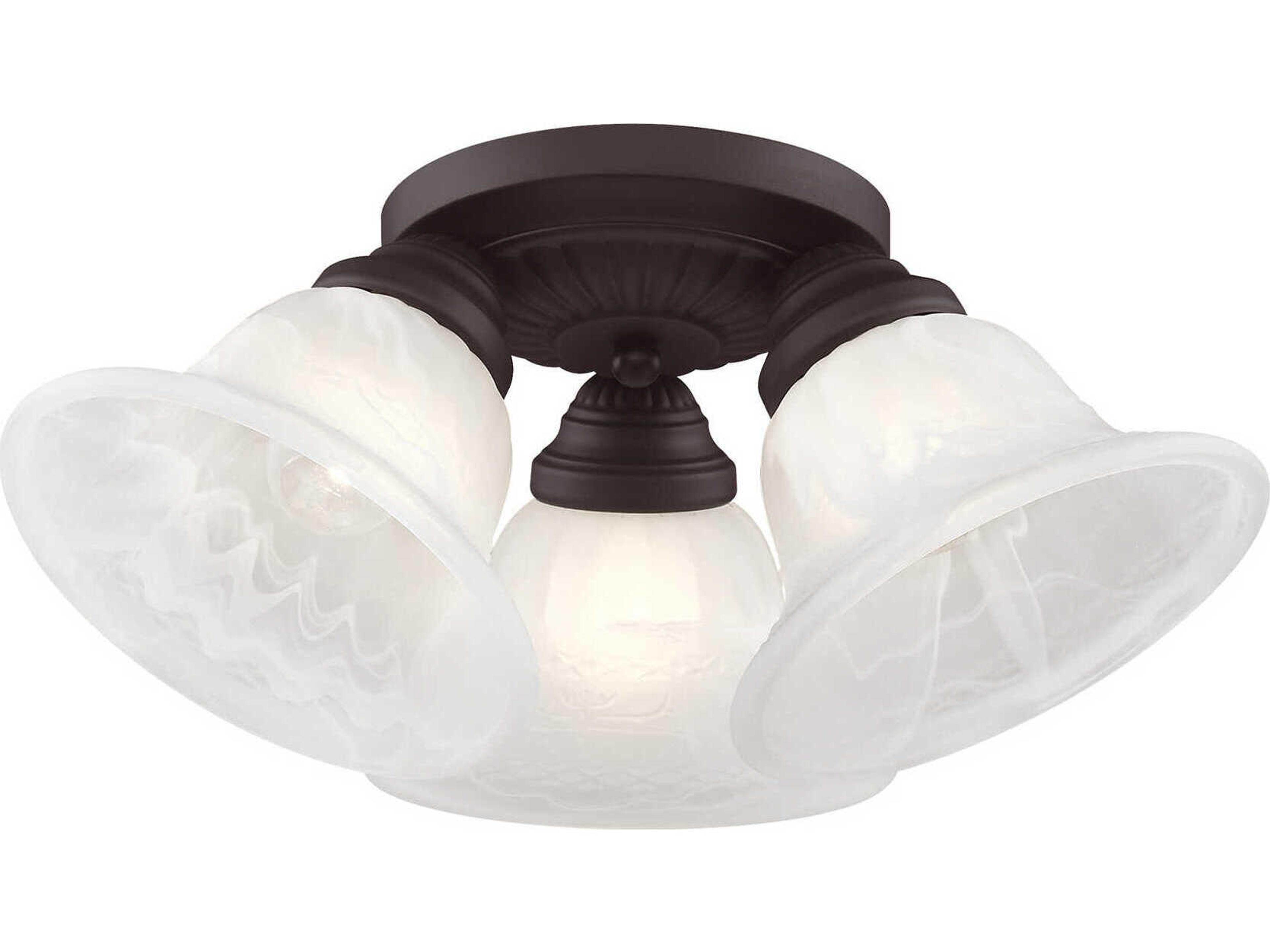 Livex Lighting Edgemont 3-Light Bronze Glass Bell Semi Flush Mount