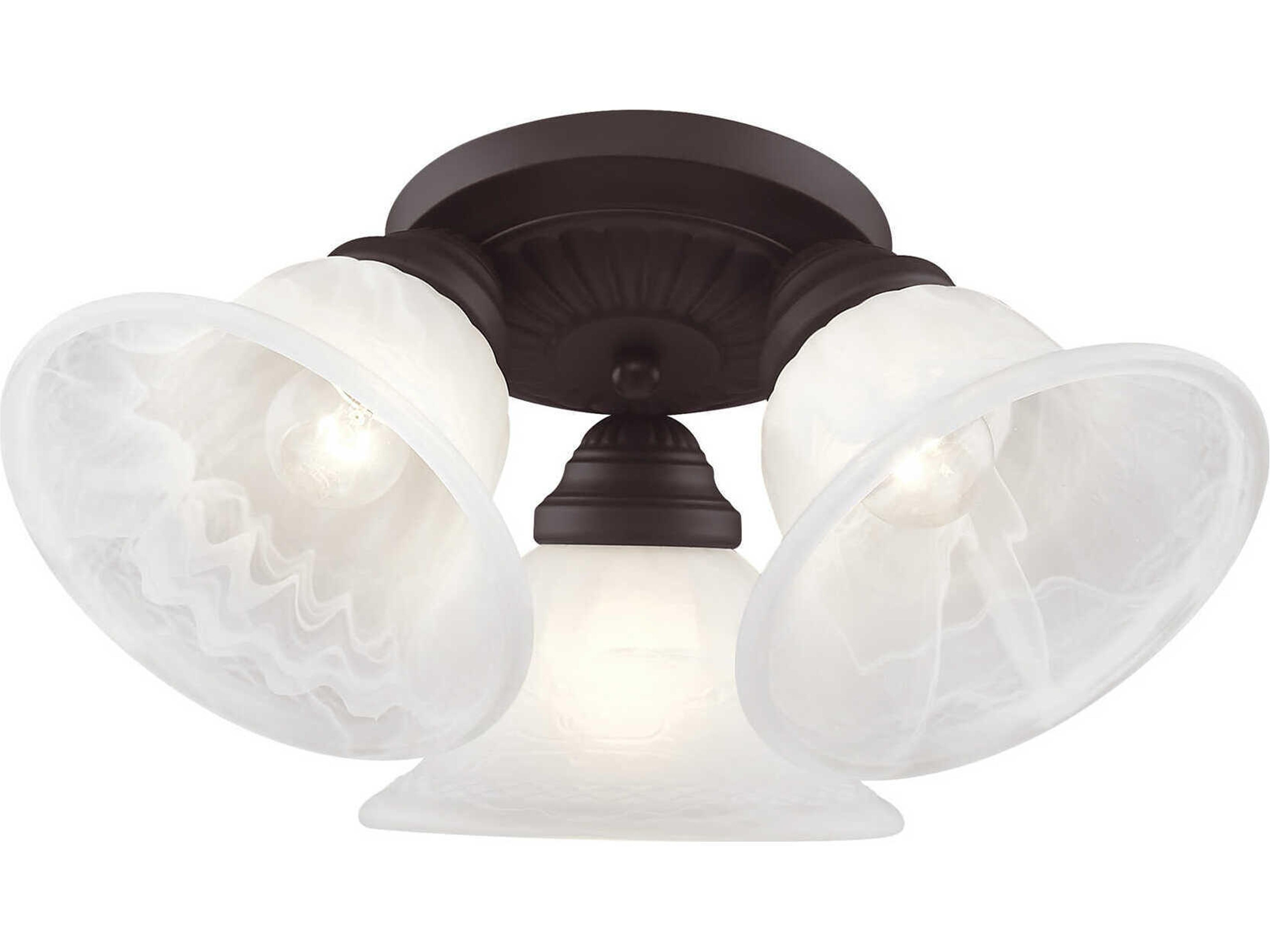 Livex Lighting Edgemont 3-Light Bronze Glass Bell Semi Flush Mount