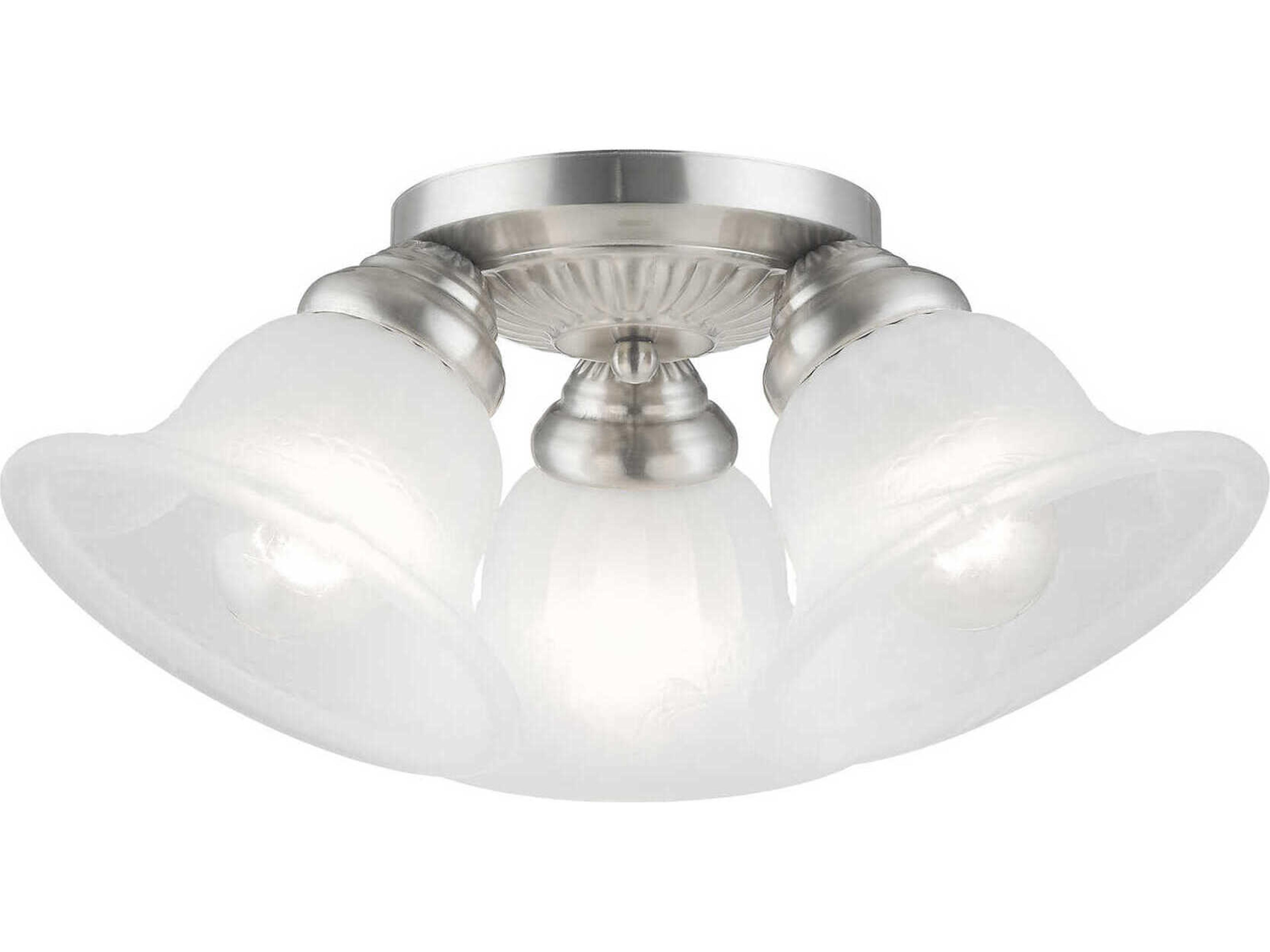 Edgemont 3-Light Brushed Nickel White Glass Bell Semi Flush Mount