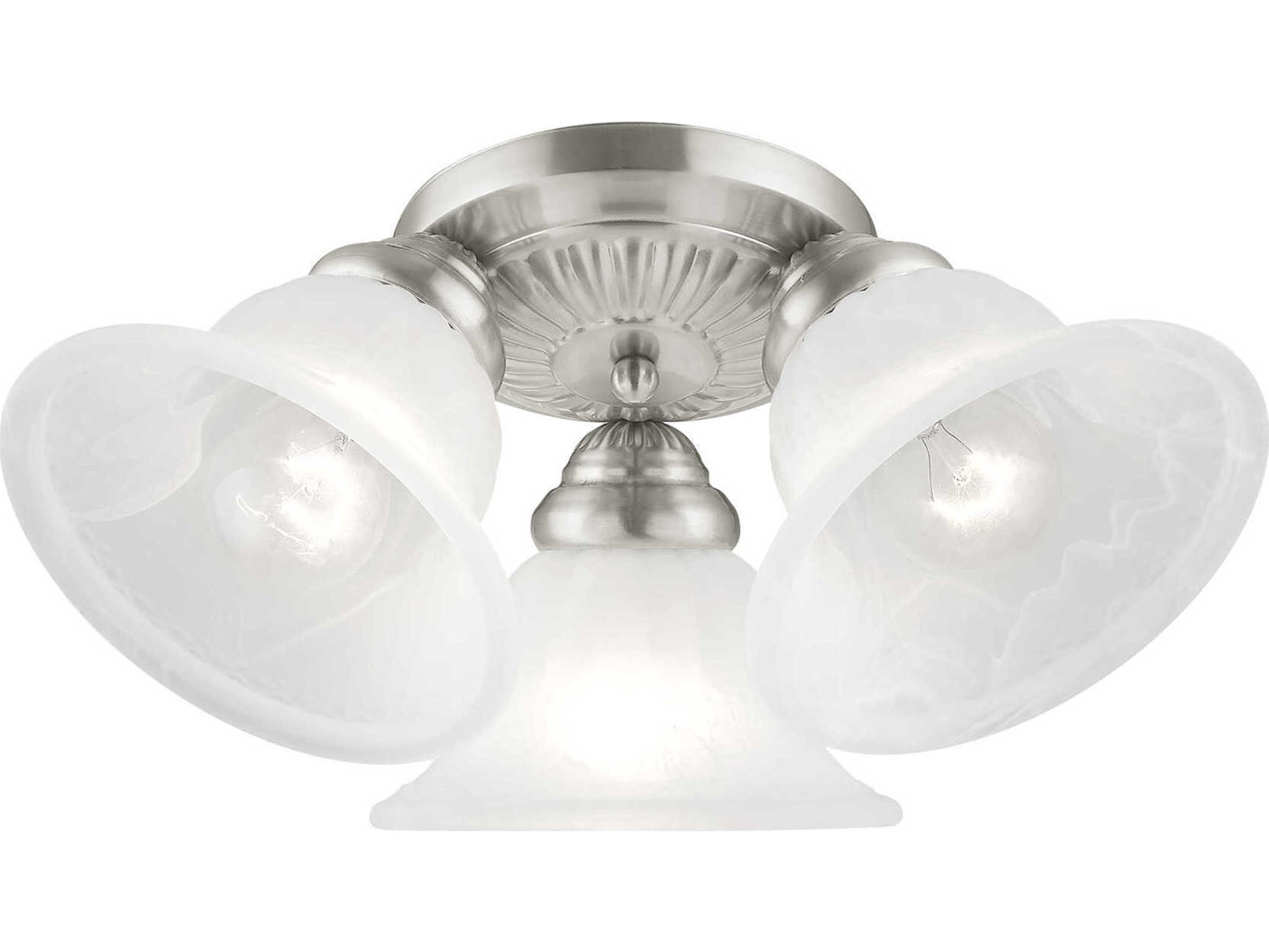 Livex Lighting Edgemont 3-Light Brushed Nickel White Glass Bell Semi Flush Mount