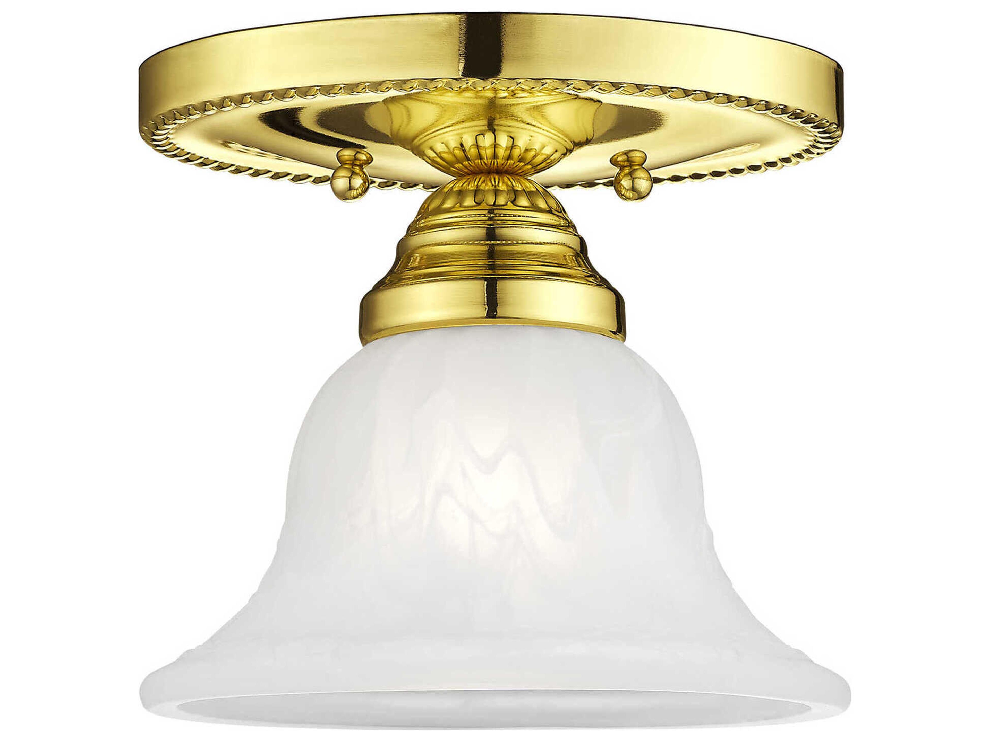 Edgemont 1-Light Polished Brass White Glass Bell Semi Flush Mount