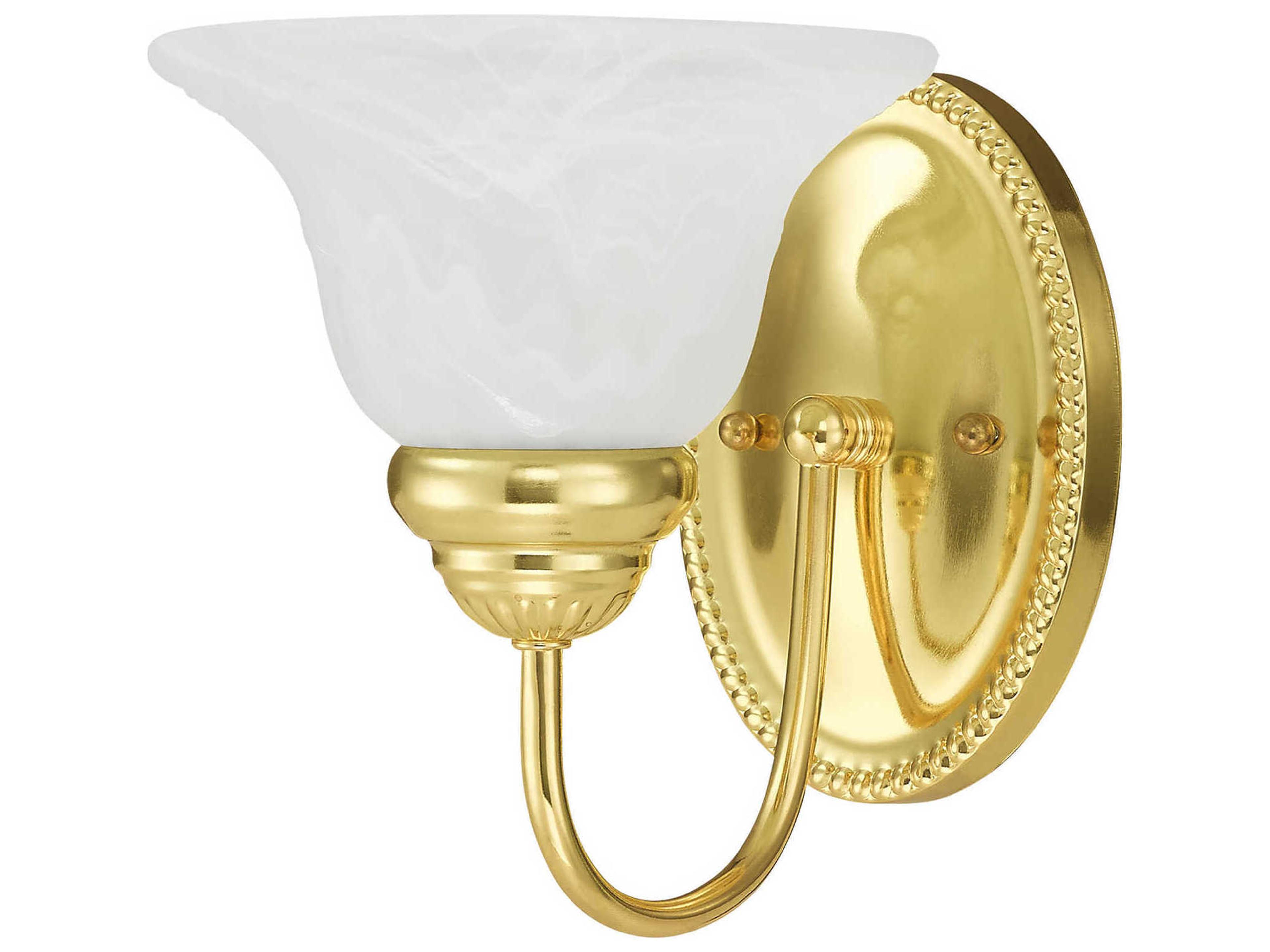 Livex Lighting Edgemont 1-Light Polished Brass White Glass Wall Sconce