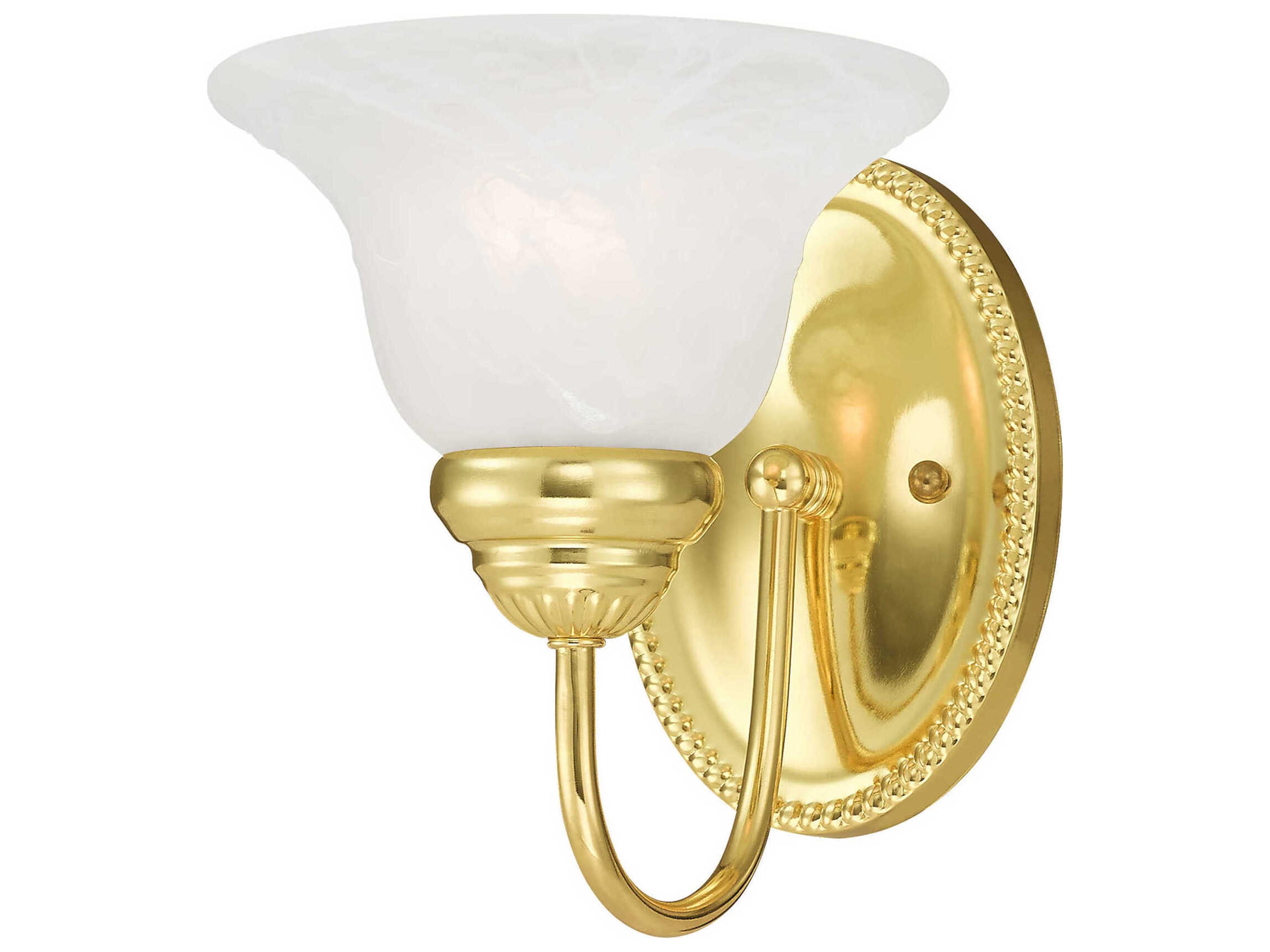 Livex Lighting Edgemont 1-Light Polished Brass White Glass Wall Sconce